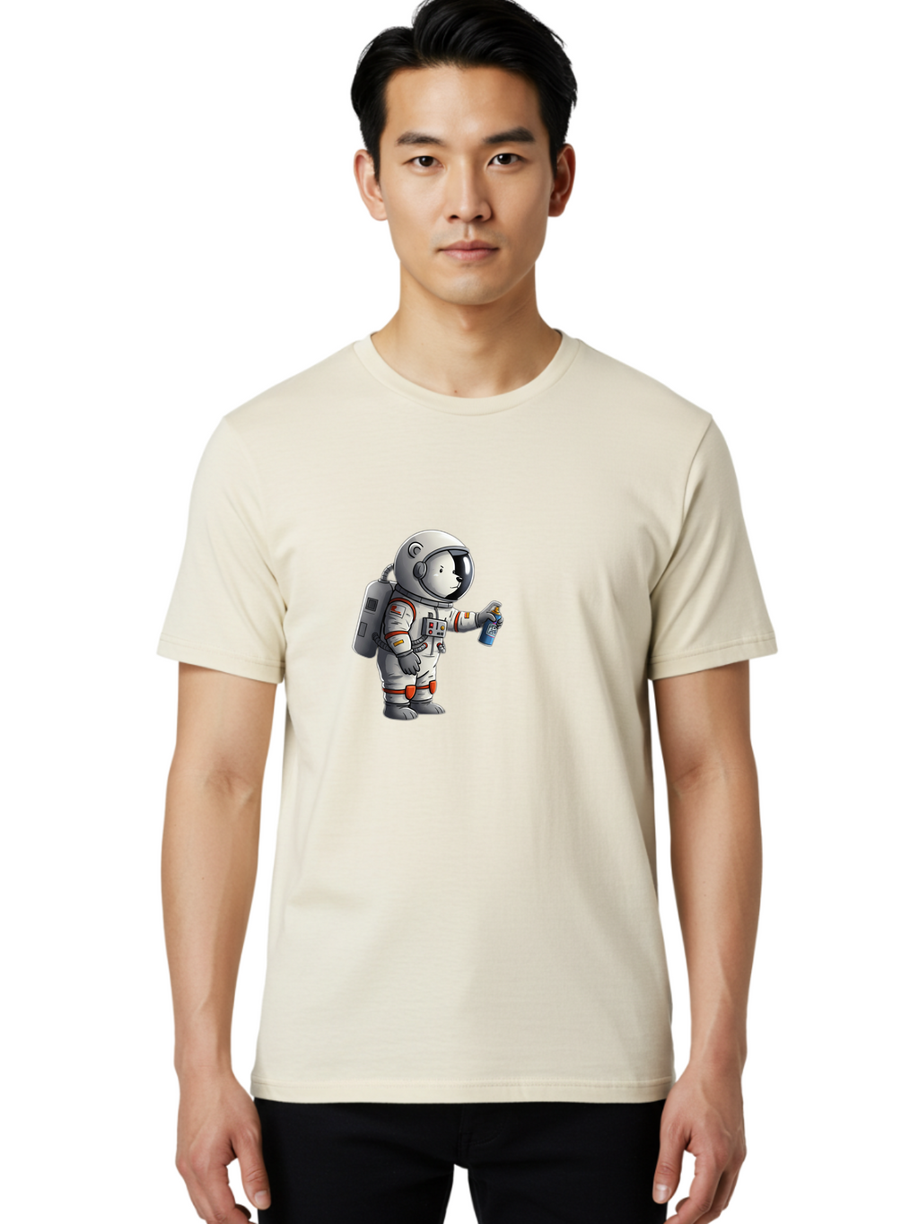 Astronaut-Spray-Paint Men'S Graphic Tee, 100% Cotton, Comfortable Casual Summer Wear, Machine Washable, Vintage Camera, Old Camera, Antique Camera, Black Camera, Classic Photography, Photography Equipment, Nostalgic Device, Film Camera, Camera Art Bae833