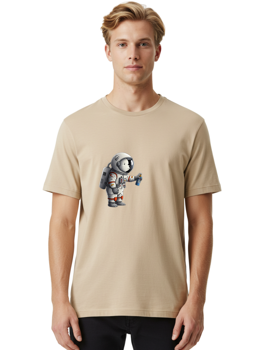 Astronaut-Spray-Paint Men'S Graphic Tee, 100% Cotton, Comfortable Casual Summer Wear, Machine Washable, Vintage Camera, Old Camera, Antique Camera, Black Camera, Classic Photography, Photography Equipment, Nostalgic Device, Film Camera, Camera Art Bae833