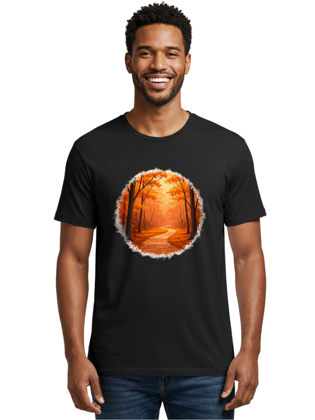 Autumn-Forest-Path Men'S Graphic Tee, 100% Cotton, Comfortable Casual Summer Wear, Machine Washable, Vintage Camera, Old Camera, Antique Camera, Black Camera, Classic Photography, Photography Equipment, Nostalgic Device, Film Camera, Camera Art Bae834