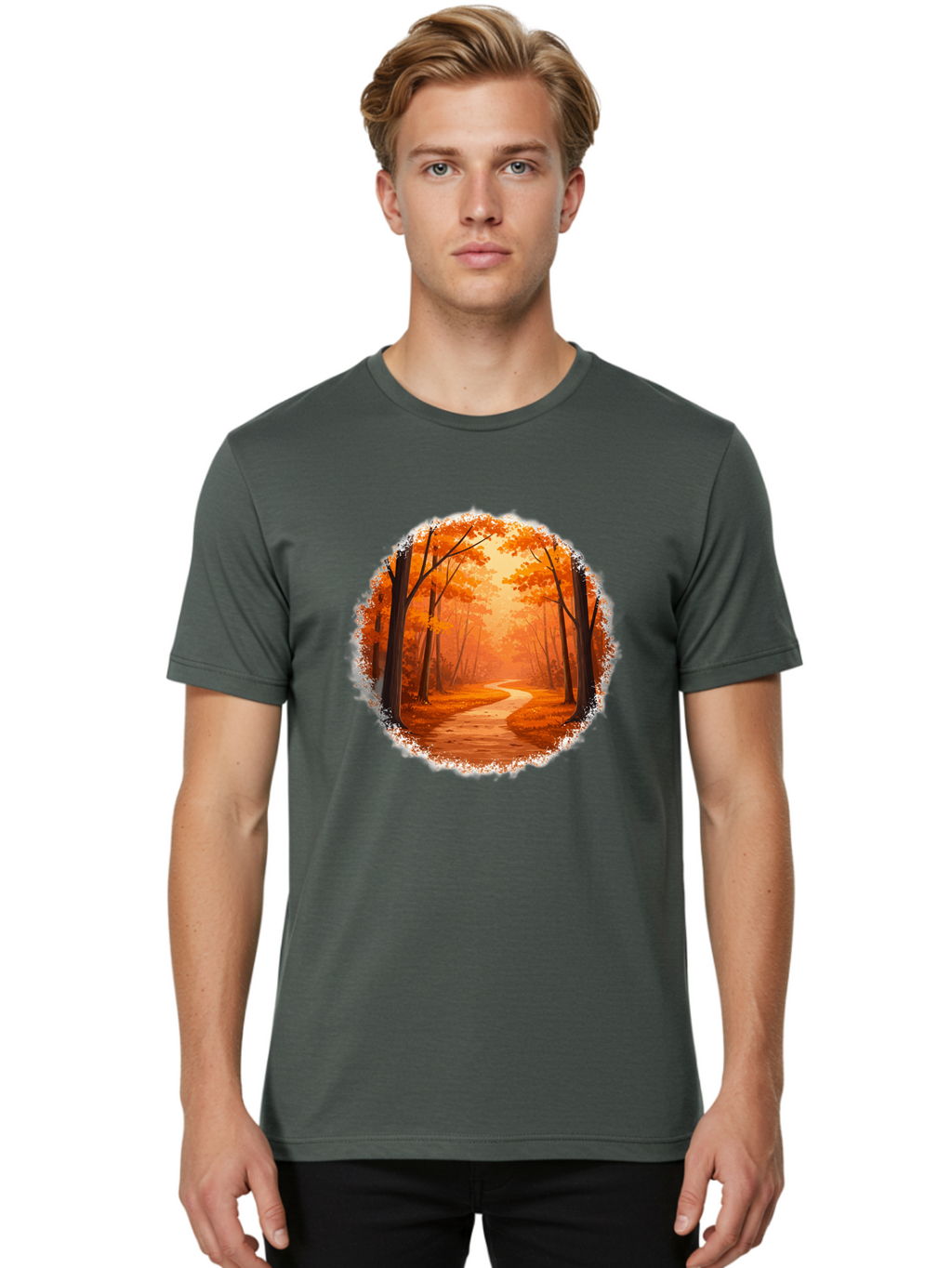 Autumn-Forest-Path Men'S Graphic Tee, 100% Cotton, Comfortable Casual Summer Wear, Machine Washable, Vintage Camera, Old Camera, Antique Camera, Black Camera, Classic Photography, Photography Equipment, Nostalgic Device, Film Camera, Camera Art Bae834