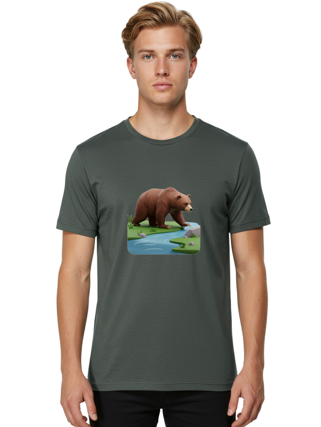 Bear-By-River Men'S Graphic Tee, 100% Cotton, Comfortable Casual Summer Wear, Machine Washable, Vintage Camera, Old Camera, Antique Camera, Black Camera, Classic Photography, Photography Equipment, Nostalgic Device, Film Camera, Camera Art Bae846
