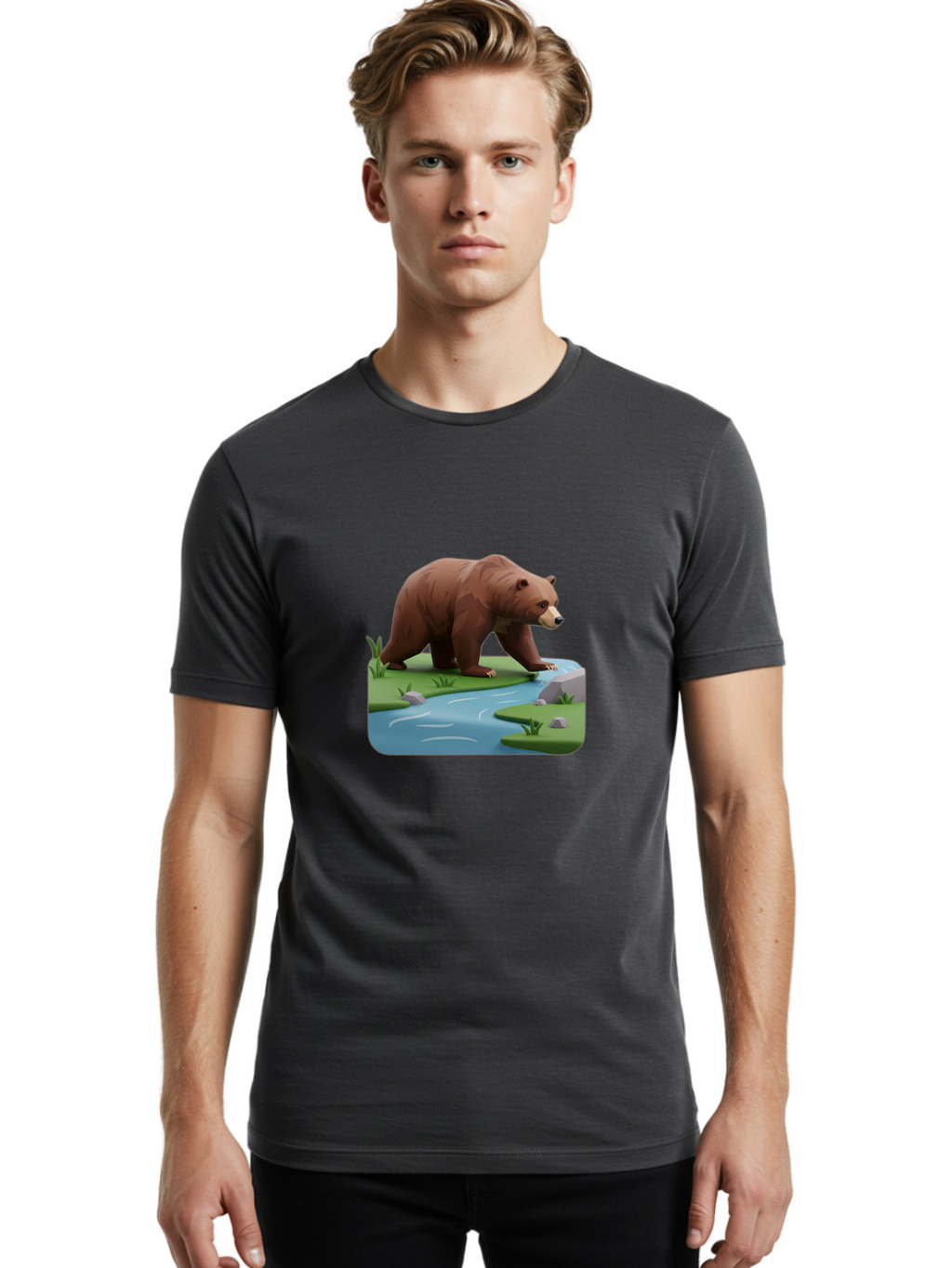 Bear-By-River Men'S Graphic Tee, 100% Cotton, Comfortable Casual Summer Wear, Machine Washable, Vintage Camera, Old Camera, Antique Camera, Black Camera, Classic Photography, Photography Equipment, Nostalgic Device, Film Camera, Camera Art Bae846