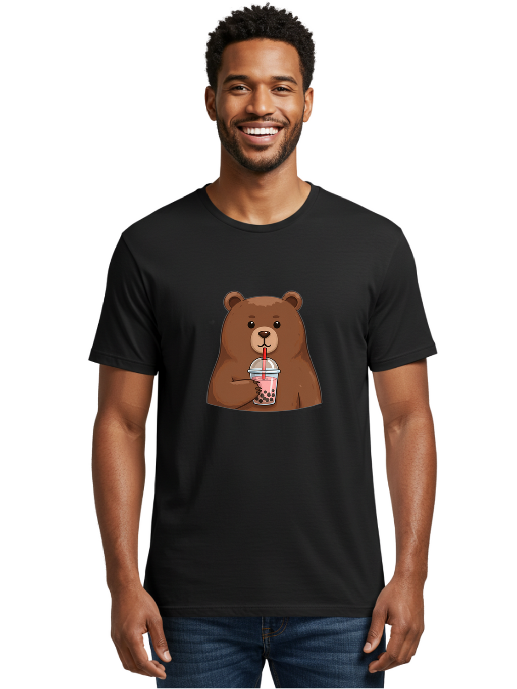 Bear-Drinking-Boba Men'S Graphic Tee, 100% Cotton, Comfortable Casual Summer Wear, Machine Washable, Vintage Camera, Old Camera, Antique Camera, Black Camera, Classic Photography, Photography Equipment, Nostalgic Device, Film Camera, Camera Art Bae851