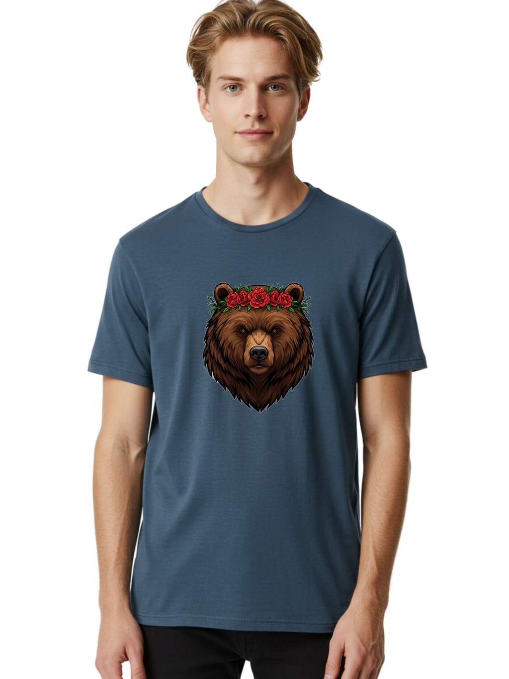 Bear-Head-With-Roses Men'S Graphic Tee, 100% Cotton, Comfortable Casual Summer Wear, Machine Washable, Vintage Camera, Old Camera, Antique Camera, Black Camera, Classic Photography, Photography Equipment, Nostalgic Device, Film Camera, Camera Art Bae854