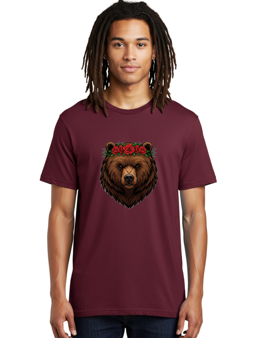Bear-Head-With-Roses Men'S Graphic Tee, 100% Cotton, Comfortable Casual Summer Wear, Machine Washable, Vintage Camera, Old Camera, Antique Camera, Black Camera, Classic Photography, Photography Equipment, Nostalgic Device, Film Camera, Camera Art Bae854