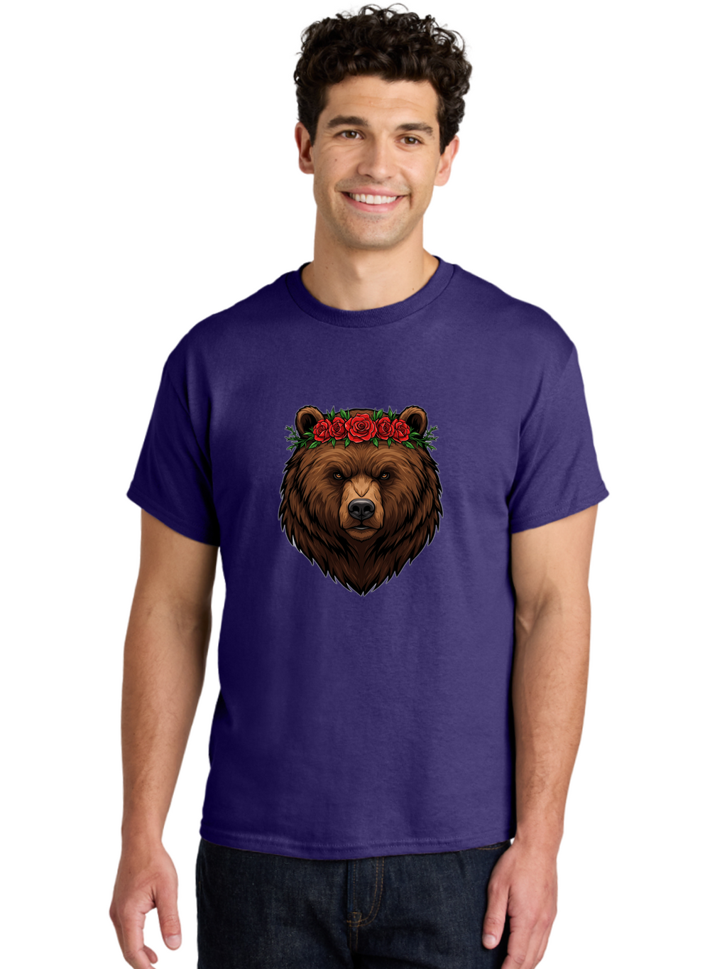 Bear-Head-With-Roses Men'S Graphic Tee, 100% Cotton, Comfortable Casual Summer Wear, Machine Washable, Vintage Camera, Old Camera, Antique Camera, Black Camera, Classic Photography, Photography Equipment, Nostalgic Device, Film Camera, Camera Art Bae854