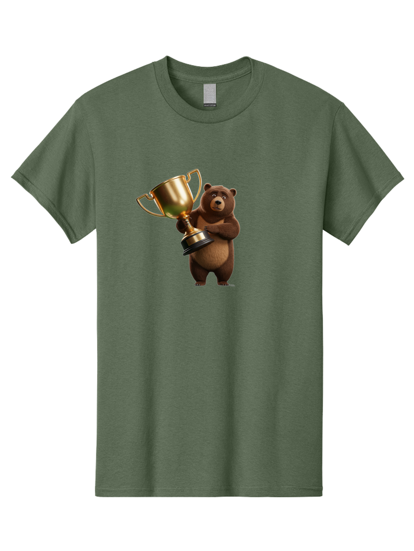 Bear-Holding-Trophy Men'S Graphic Tee, 100% Cotton, Comfortable Casual Summer Wear, Machine Washable, Vintage Camera, Old Camera, Antique Camera, Black Camera, Classic Photography, Photography Equipment, Nostalgic Device, Film Camera, Camera Art Bae857