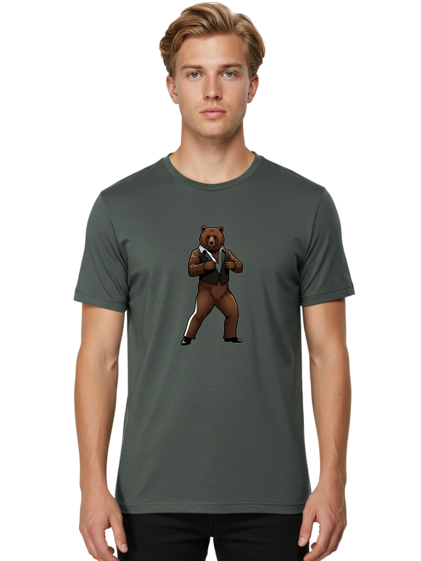 Bear-In-Suit Men'S Graphic Tee, 100% Cotton, Comfortable Casual Summer Wear, Machine Washable, Vintage Camera, Old Camera, Antique Camera, Black Camera, Classic Photography, Photography Equipment, Nostalgic Device, Film Camera, Camera Art Bae860