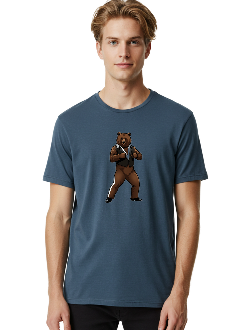 Bear-In-Suit Men'S Graphic Tee, 100% Cotton, Comfortable Casual Summer Wear, Machine Washable, Vintage Camera, Old Camera, Antique Camera, Black Camera, Classic Photography, Photography Equipment, Nostalgic Device, Film Camera, Camera Art Bae860