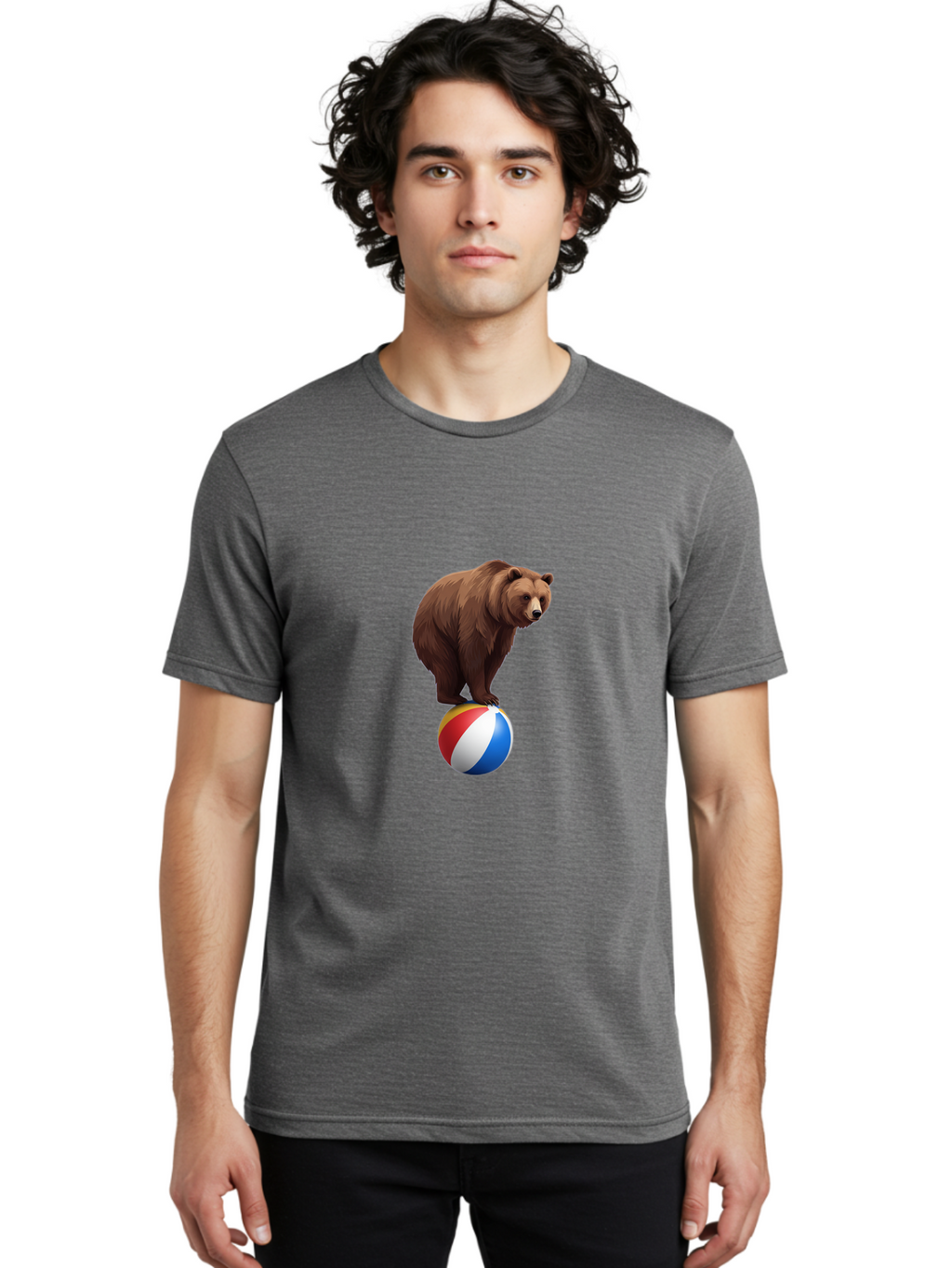 Bear-On-Beach-Ball Men'S Graphic Tee, 100% Cotton, Comfortable Casual Summer Wear, Machine Washable, Vintage Camera, Old Camera, Antique Camera, Black Camera, Classic Photography, Photography Equipment, Nostalgic Device, Film Camera, Camera Art Bae862