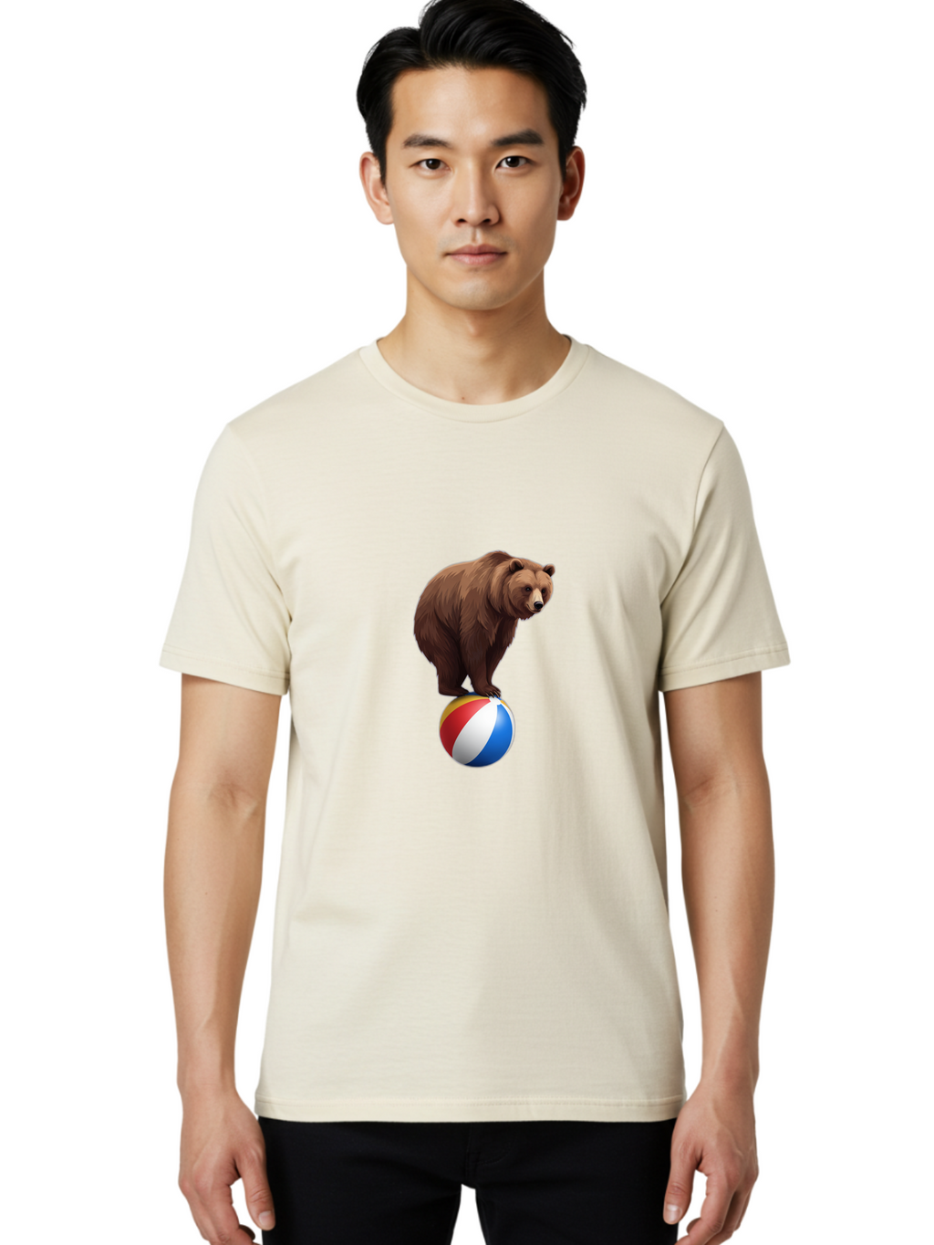 Bear-On-Beach-Ball Men'S Graphic Tee, 100% Cotton, Comfortable Casual Summer Wear, Machine Washable, Vintage Camera, Old Camera, Antique Camera, Black Camera, Classic Photography, Photography Equipment, Nostalgic Device, Film Camera, Camera Art Bae862