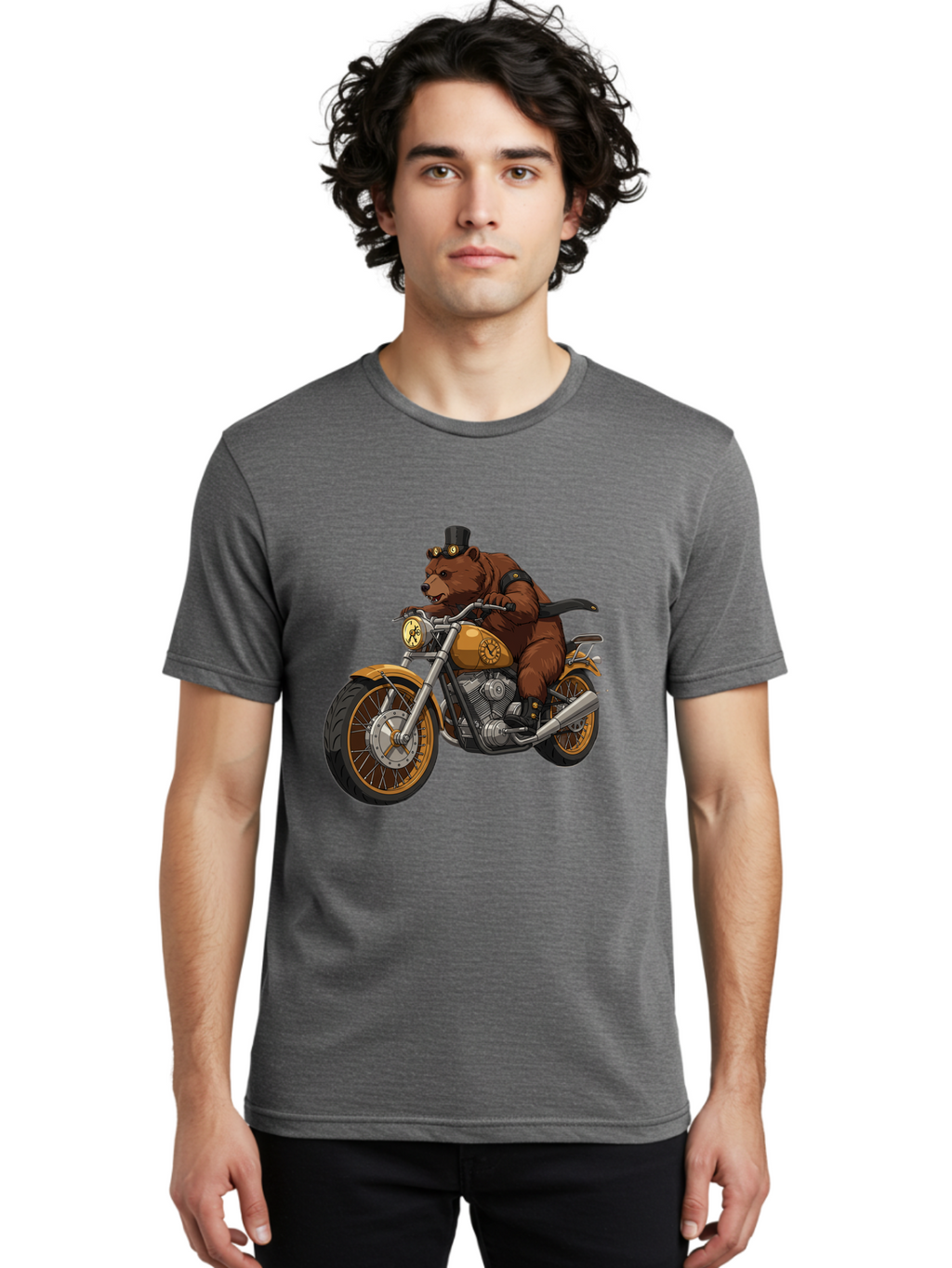 Bear-Riding-Motorcycle-1 Men'S Graphic Tee, 100% Cotton, Comfortable Casual Summer Wear, Machine Washable, Vintage Camera, Old Camera, Antique Camera, Black Camera, Classic Photography, Photography Equipment, Nostalgic Device, Film Camera, Bae863