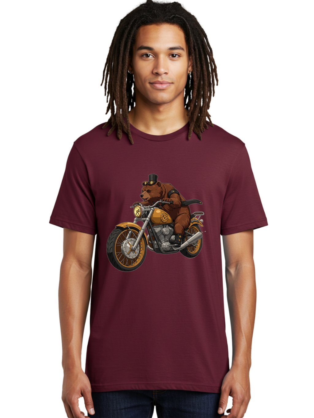 Bear-Riding-Motorcycle-1 Men'S Graphic Tee, 100% Cotton, Comfortable Casual Summer Wear, Machine Washable, Vintage Camera, Old Camera, Antique Camera, Black Camera, Classic Photography, Photography Equipment, Nostalgic Device, Film Camera, Bae863