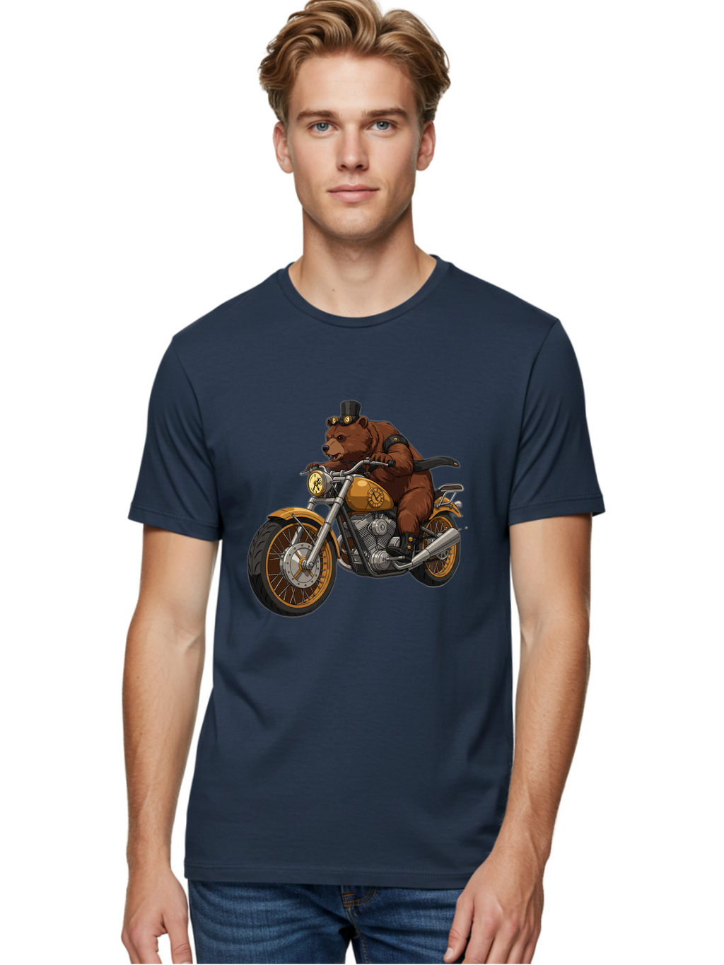Bear-Riding-Motorcycle-1 Men'S Graphic Tee, 100% Cotton, Comfortable Casual Summer Wear, Machine Washable, Vintage Camera, Old Camera, Antique Camera, Black Camera, Classic Photography, Photography Equipment, Nostalgic Device, Film Camera, Bae863