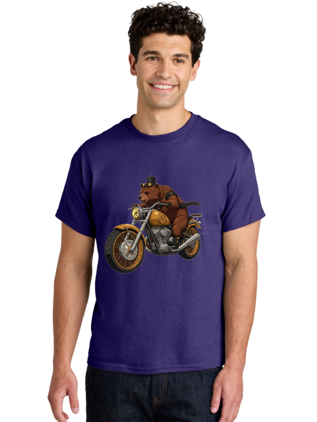 Bear-Riding-Motorcycle-1 Men'S Graphic Tee, 100% Cotton, Comfortable Casual Summer Wear, Machine Washable, Vintage Camera, Old Camera, Antique Camera, Black Camera, Classic Photography, Photography Equipment, Nostalgic Device, Film Camera, Bae863