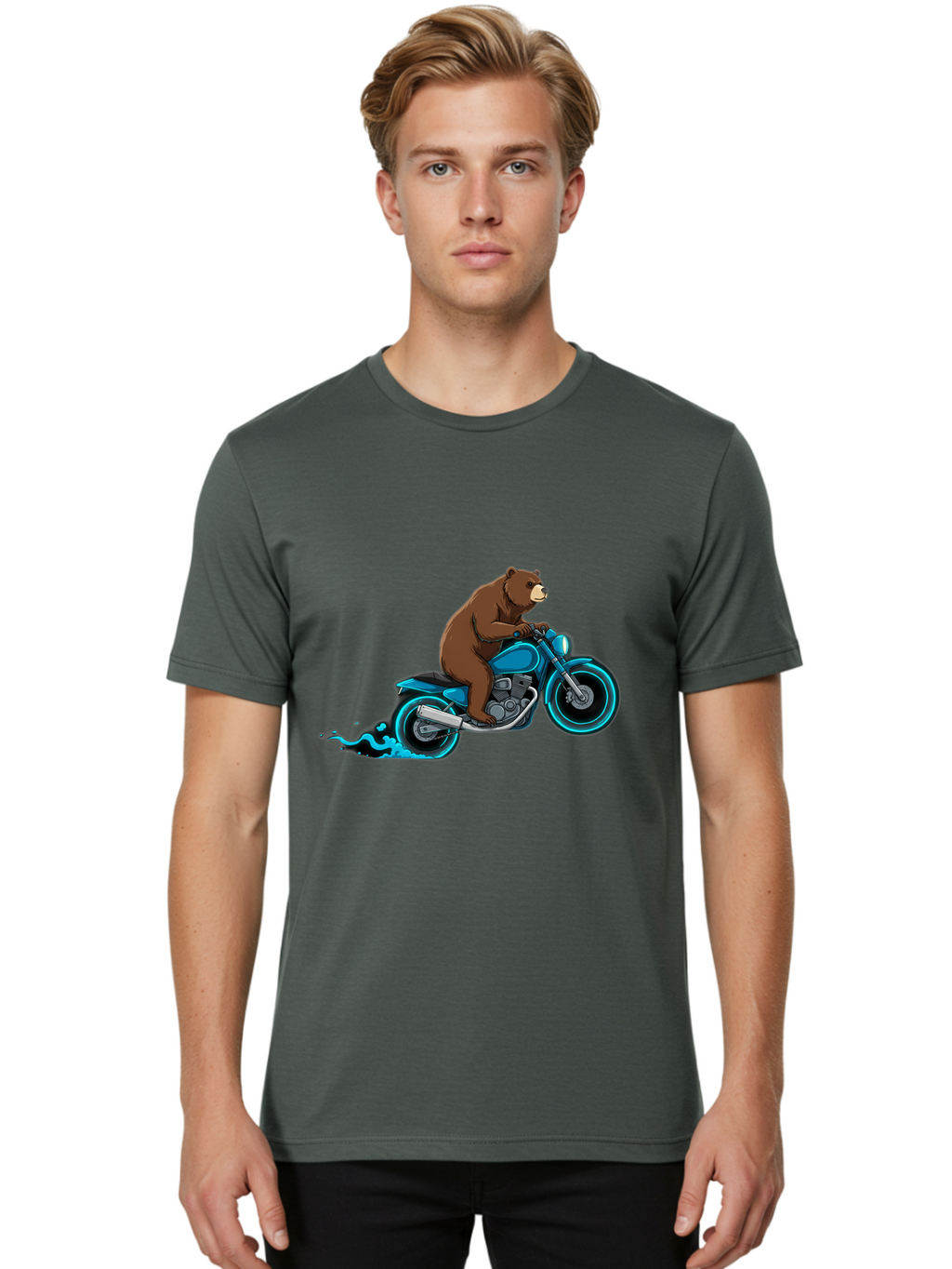 Bear-Riding-Motorcycle-2 Men'S Graphic Tee, 100% Cotton, Comfortable Casual Summer Wear, Machine Washable, Vintage Camera, Old Camera, Antique Camera, Black Camera, Classic Photography, Photography Equipment, Nostalgic Device, Film Camera, Bae864