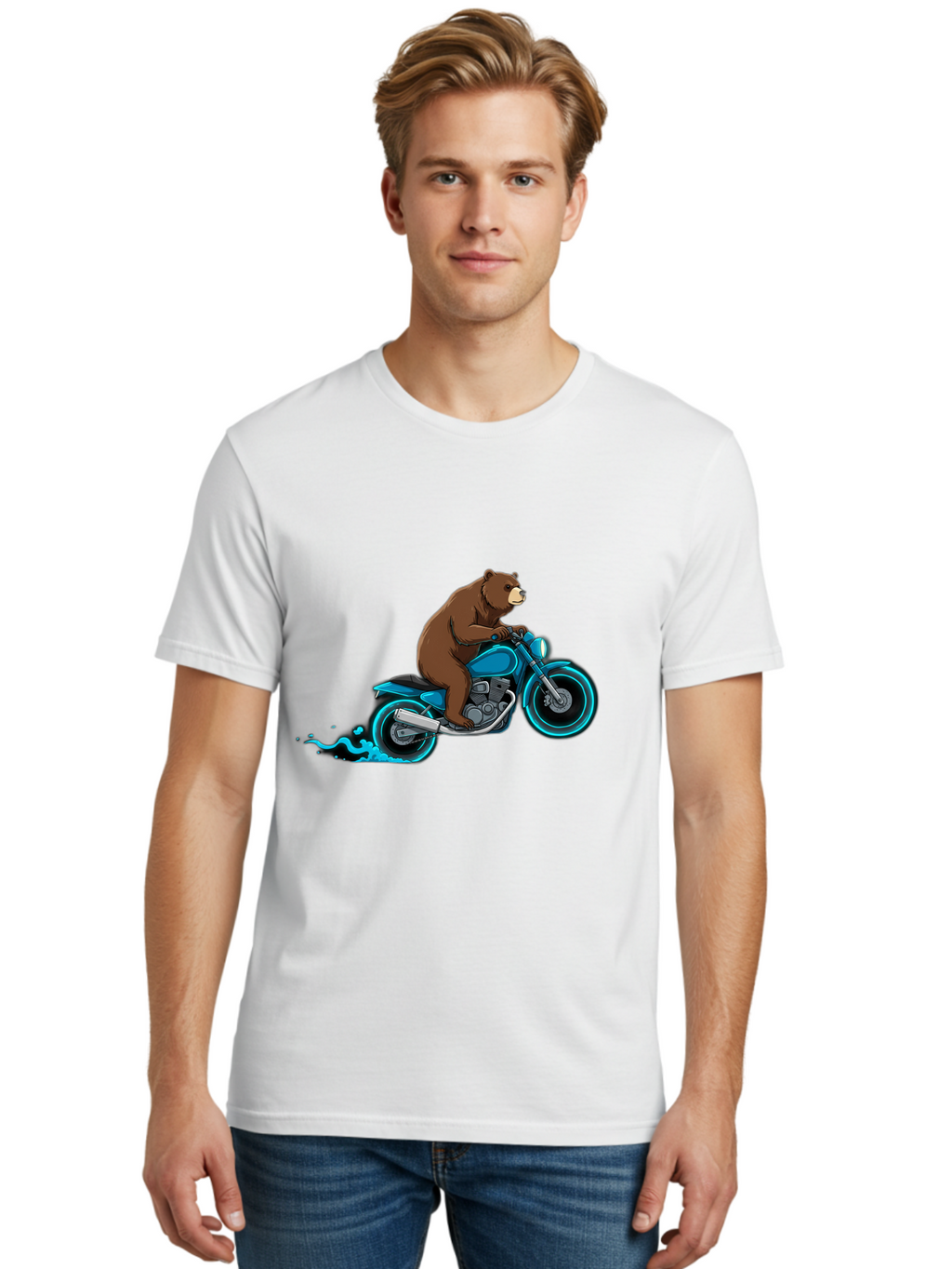 Bear-Riding-Motorcycle-2 Men'S Graphic Tee, 100% Cotton, Comfortable Casual Summer Wear, Machine Washable, Vintage Camera, Old Camera, Antique Camera, Black Camera, Classic Photography, Photography Equipment, Nostalgic Device, Film Camera, Bae864