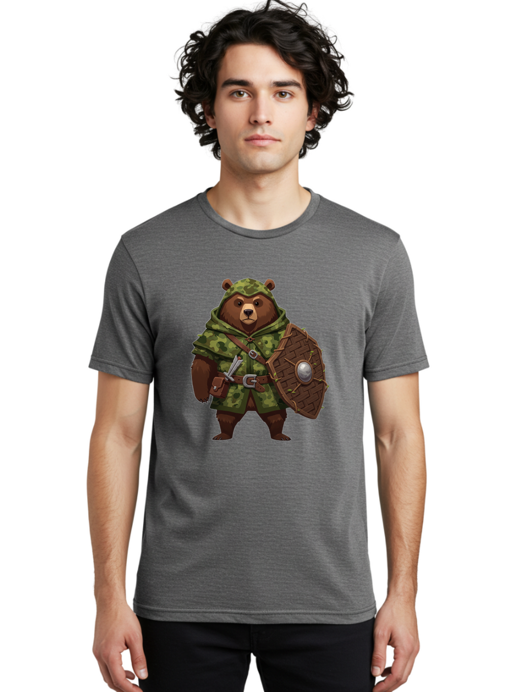 Bear-Warrior-1 Men'S Graphic Tee, 100% Cotton, Comfortable Casual Summer Wear, Machine Washable, Vintage Camera, Old Camera, Antique Camera, Black Camera, Classic Photography, Photography Equipment, Nostalgic Device, Film Camera, Camera Art Bae867