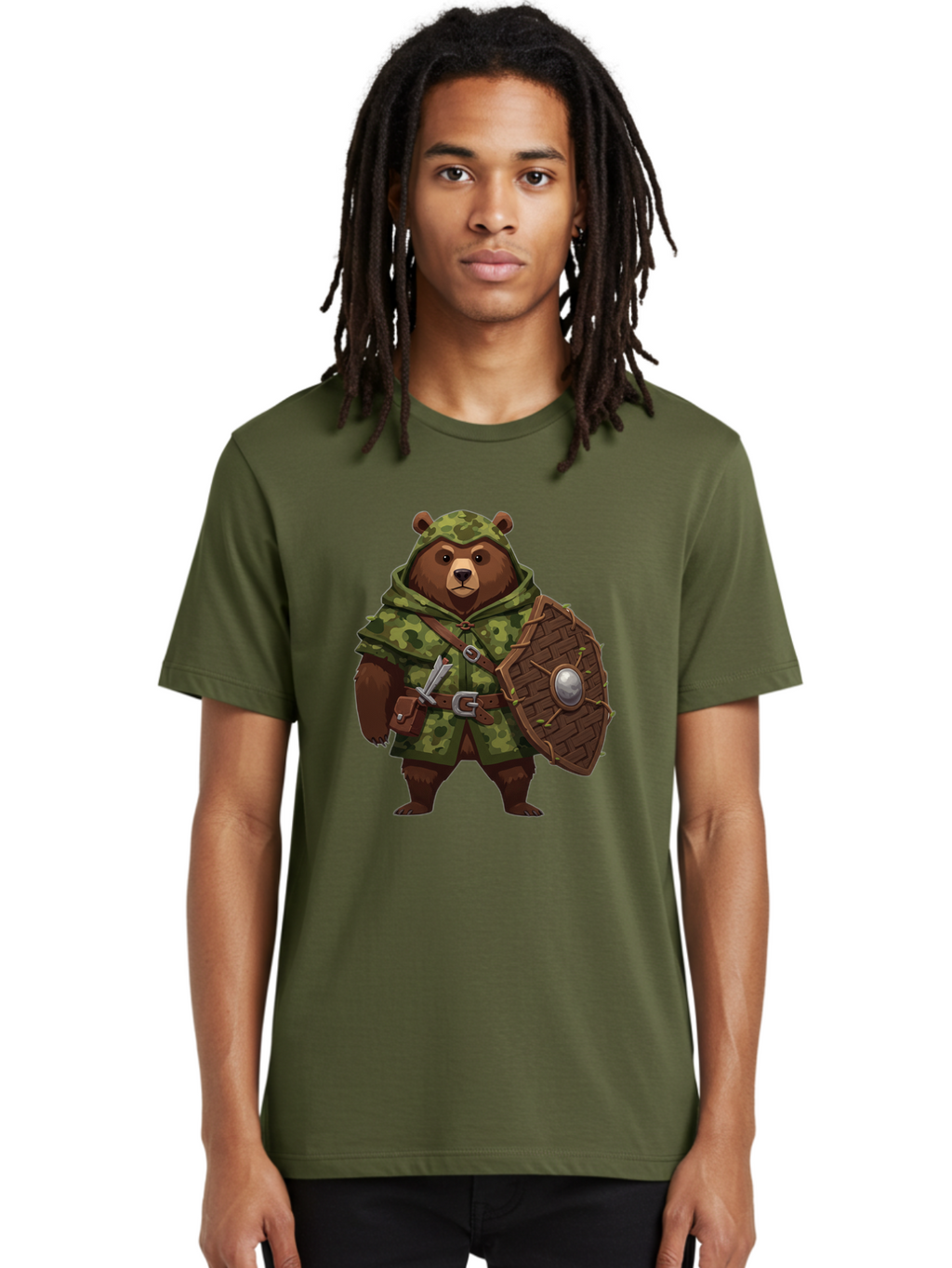 Bear-Warrior-1 Men'S Graphic Tee, 100% Cotton, Comfortable Casual Summer Wear, Machine Washable, Vintage Camera, Old Camera, Antique Camera, Black Camera, Classic Photography, Photography Equipment, Nostalgic Device, Film Camera, Camera Art Bae867