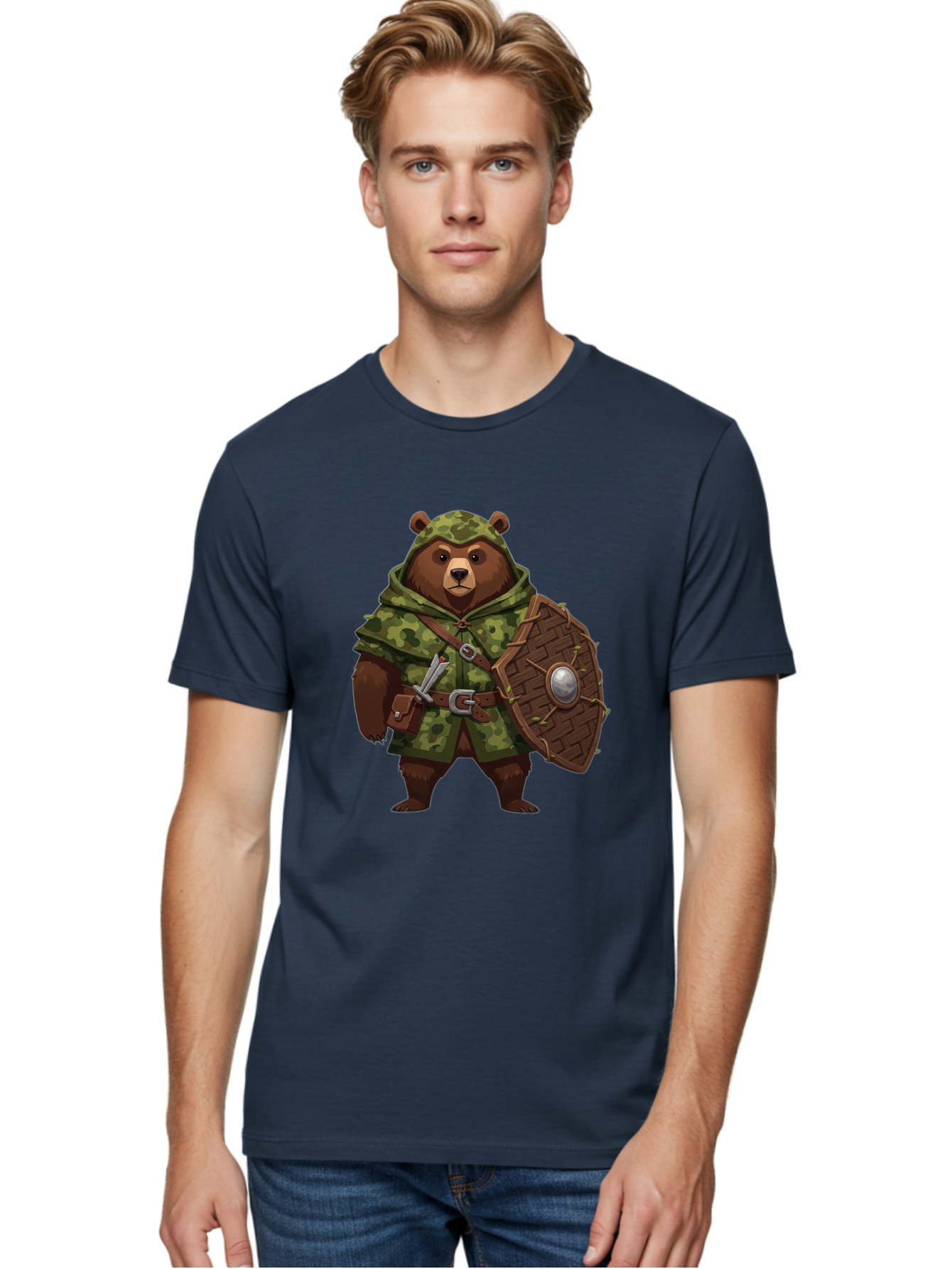 Bear-Warrior-1 Men'S Graphic Tee, 100% Cotton, Comfortable Casual Summer Wear, Machine Washable, Vintage Camera, Old Camera, Antique Camera, Black Camera, Classic Photography, Photography Equipment, Nostalgic Device, Film Camera, Camera Art Bae867