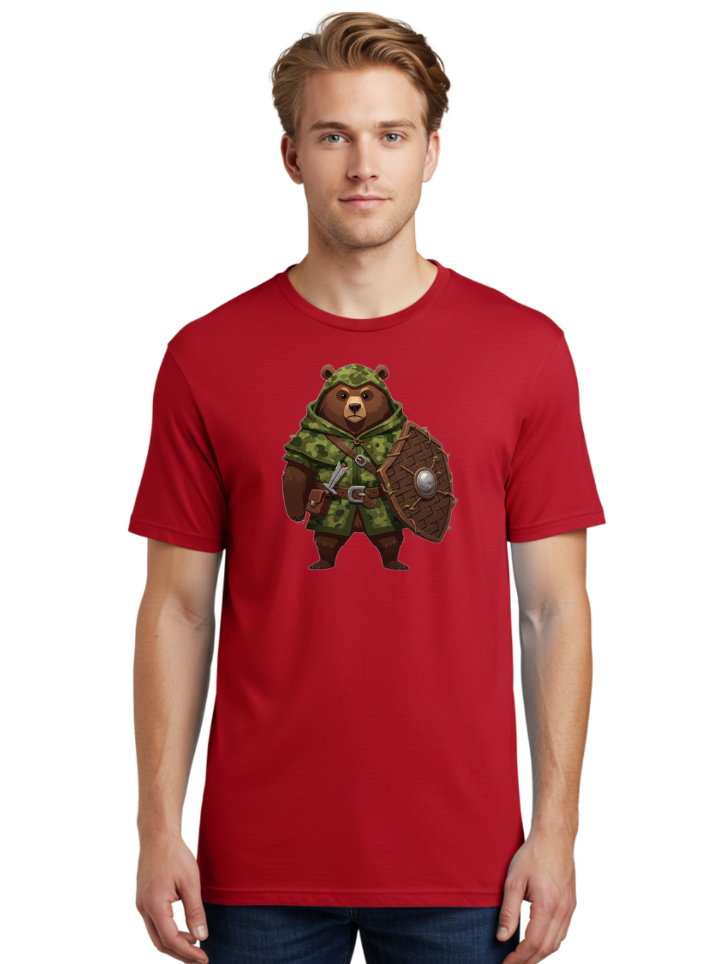 Bear-Warrior-1 Men'S Graphic Tee, 100% Cotton, Comfortable Casual Summer Wear, Machine Washable, Vintage Camera, Old Camera, Antique Camera, Black Camera, Classic Photography, Photography Equipment, Nostalgic Device, Film Camera, Camera Art Bae867