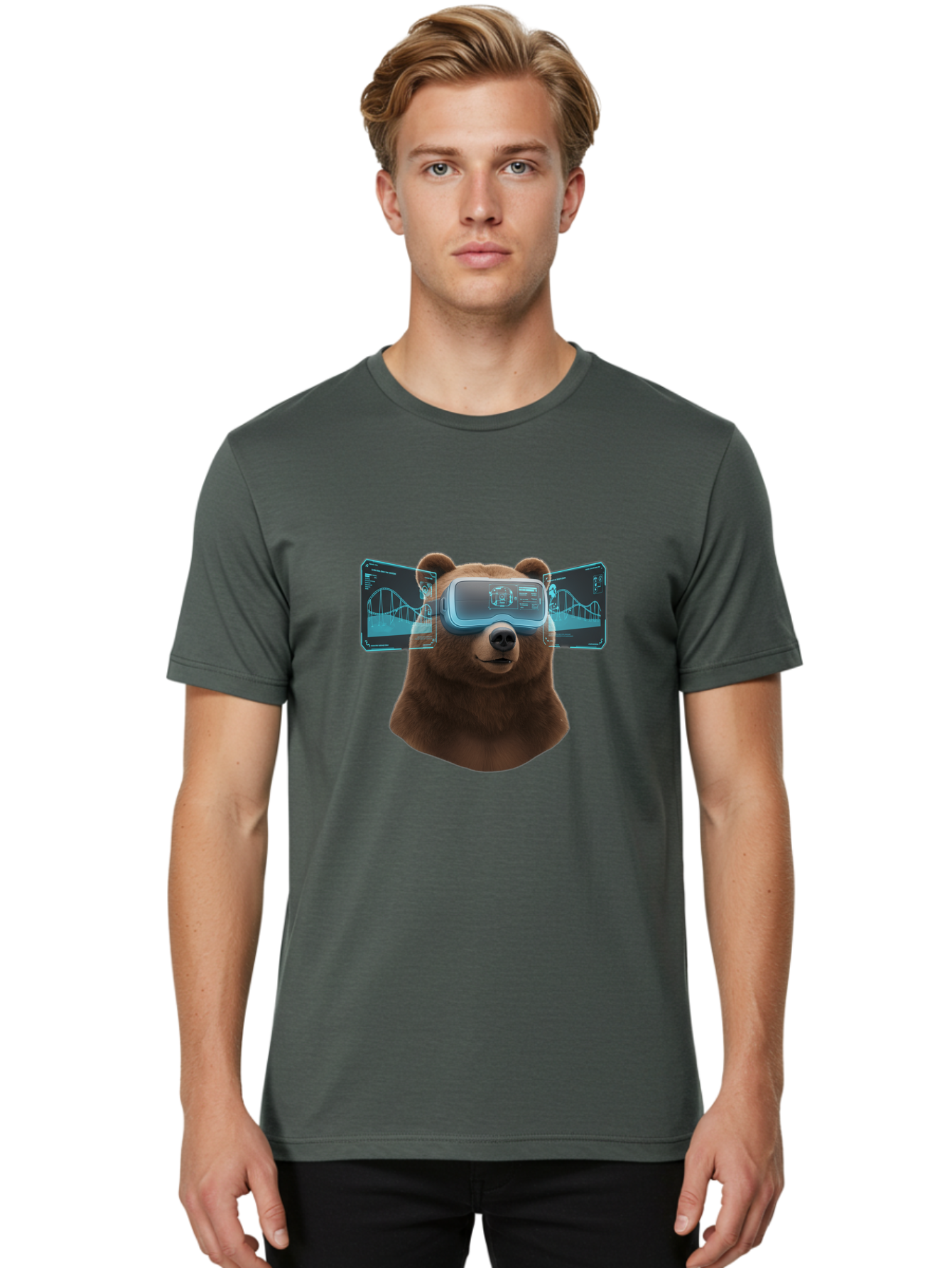 Bear-Wearing-Vr-Headset Men'S Graphic Tee, 100% Cotton, Comfortable Casual Summer Wear, Machine Washable, Vintage Camera, Old Camera, Antique Camera, Black Camera, Classic Photography, Photography Equipment, Nostalgic Device, Film Camera, Bae870