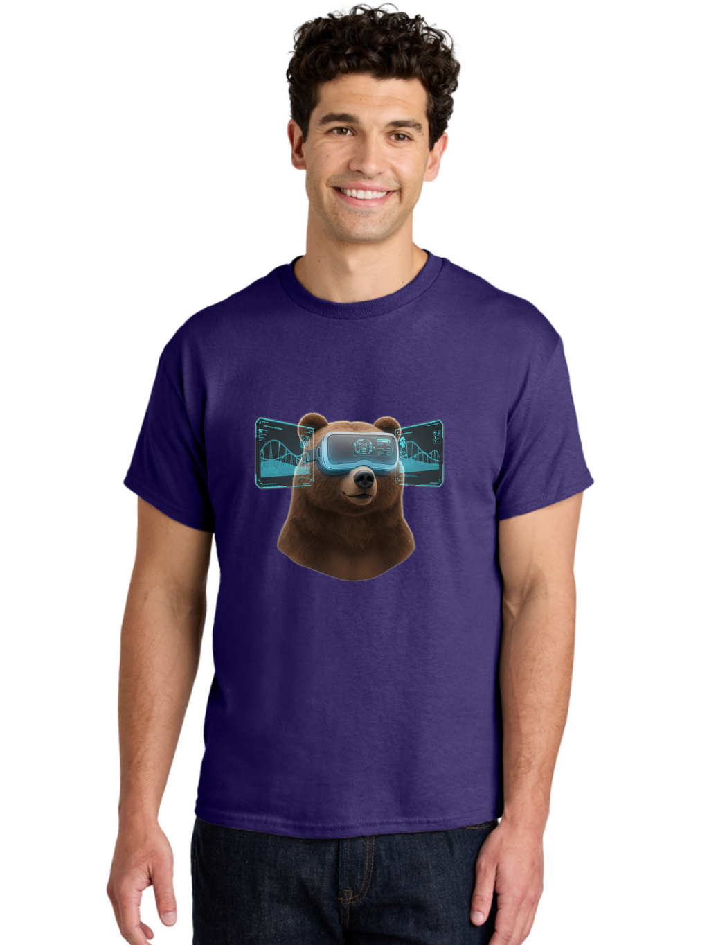 Bear-Wearing-Vr-Headset Men'S Graphic Tee, 100% Cotton, Comfortable Casual Summer Wear, Machine Washable, Vintage Camera, Old Camera, Antique Camera, Black Camera, Classic Photography, Photography Equipment, Nostalgic Device, Film Camera, Bae870