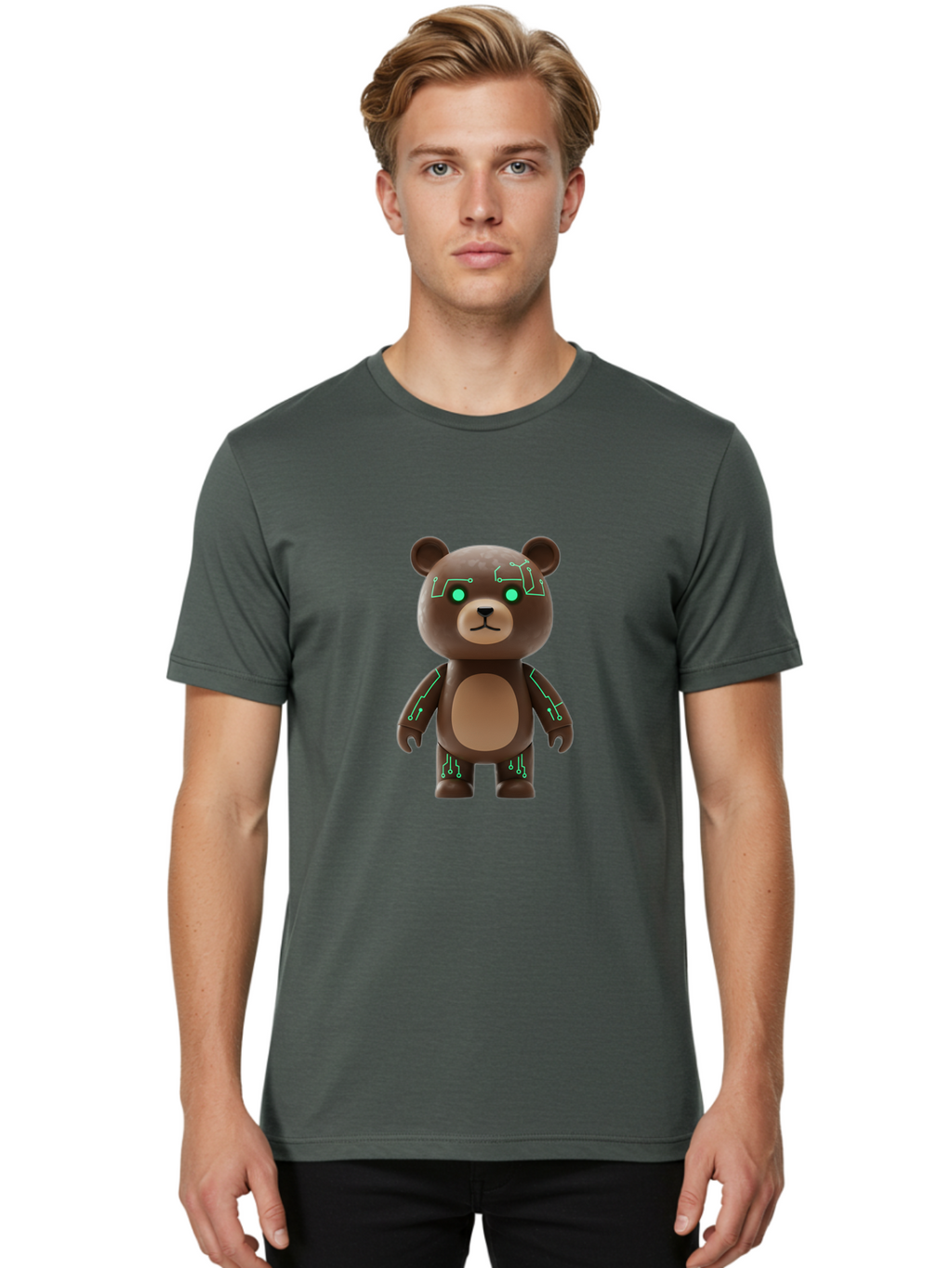 Bear-With-Circuitry Men'S Graphic Tee, 100% Cotton, Comfortable Casual Summer Wear, Machine Washable, Vintage Camera, Old Camera, Antique Camera, Black Camera, Classic Photography, Photography Equipment, Nostalgic Device, Film Camera, Camera Art Bae871
