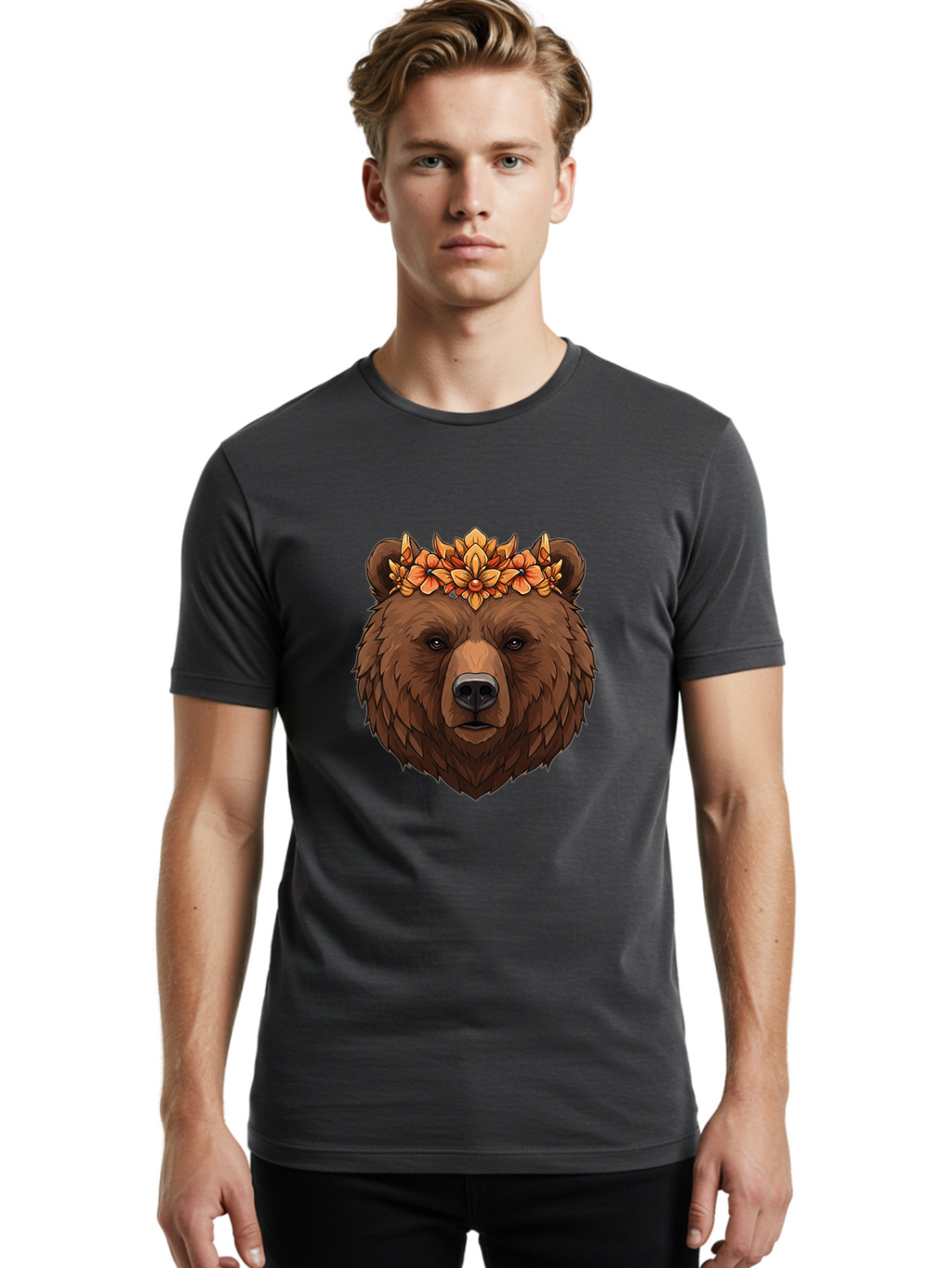 Bear-With-Floral-Crown Men'S Graphic Tee, 100% Cotton, Comfortable Casual Summer Wear, Machine Washable, Vintage Camera, Old Camera, Antique Camera, Black Camera, Classic Photography, Photography Equipment, Nostalgic Device, Film Camera, Camera Art Bae872