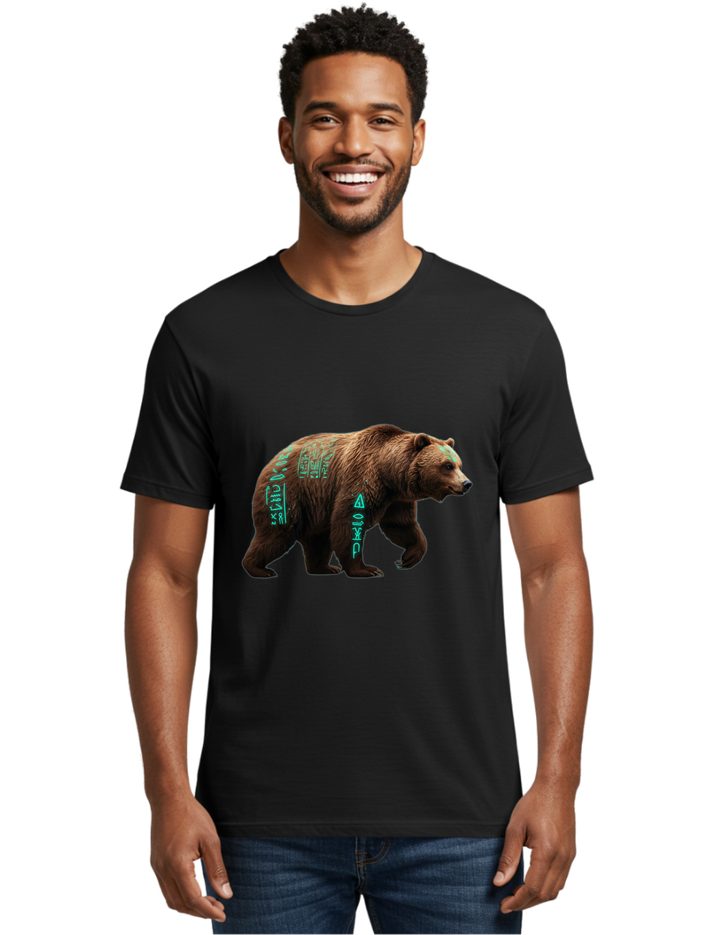 Bear-With-Hieroglyphics Men'S Graphic Tee, 100% Cotton, Comfortable Casual Summer Wear, Machine Washable, Vintage Camera, Old Camera, Antique Camera, Black Camera, Classic Photography, Photography Equipment, Nostalgic Device, Film Camera, Bae877
