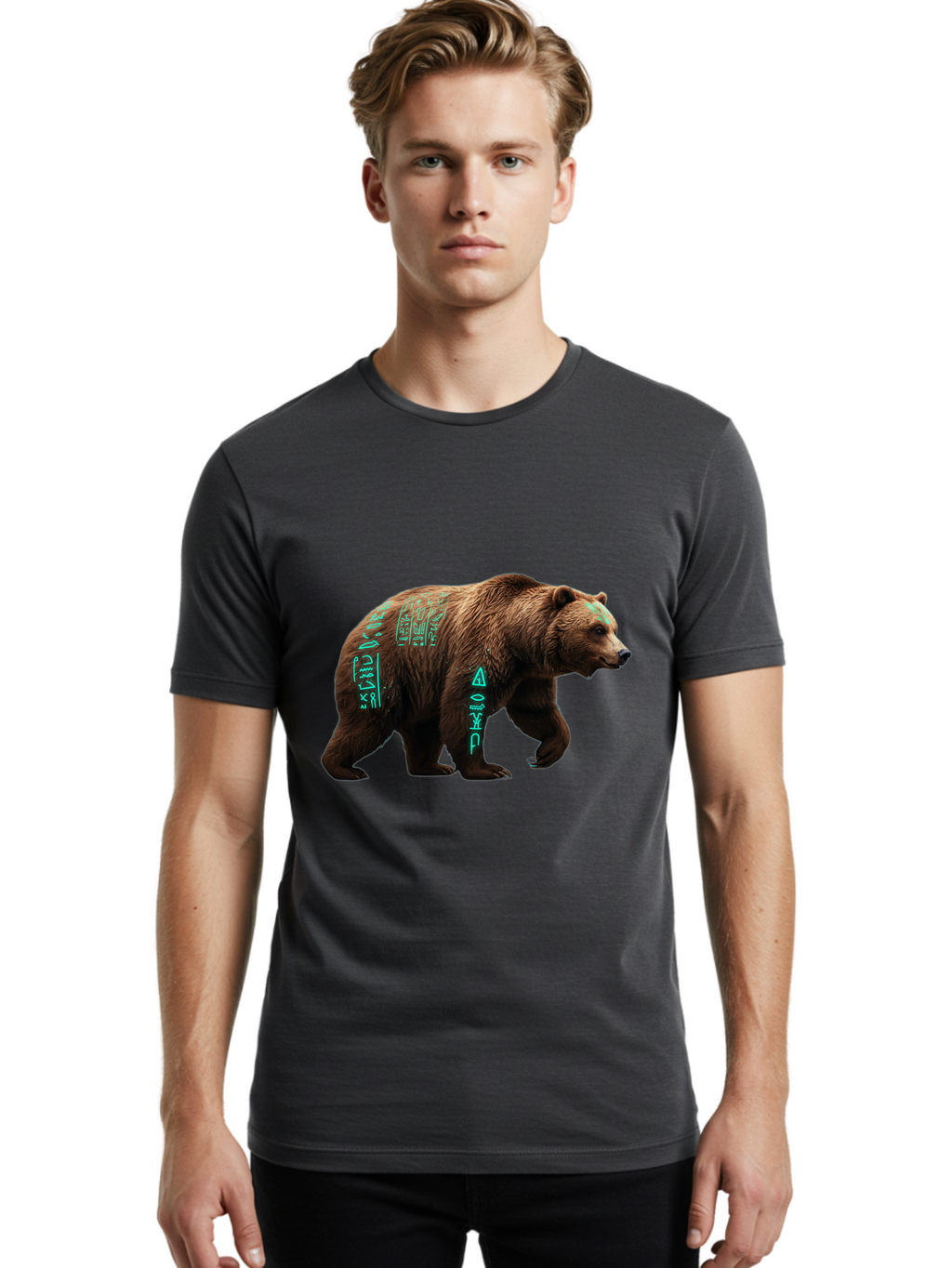 Bear-With-Hieroglyphics Men'S Graphic Tee, 100% Cotton, Comfortable Casual Summer Wear, Machine Washable, Vintage Camera, Old Camera, Antique Camera, Black Camera, Classic Photography, Photography Equipment, Nostalgic Device, Film Camera, Bae877