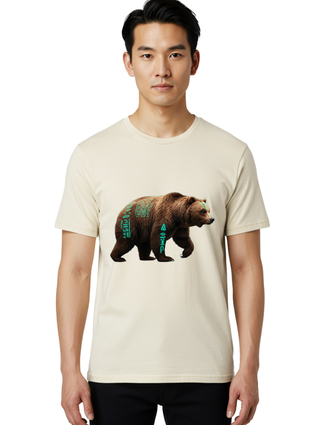 Bear-With-Hieroglyphics Men'S Graphic Tee, 100% Cotton, Comfortable Casual Summer Wear, Machine Washable, Vintage Camera, Old Camera, Antique Camera, Black Camera, Classic Photography, Photography Equipment, Nostalgic Device, Film Camera, Bae877