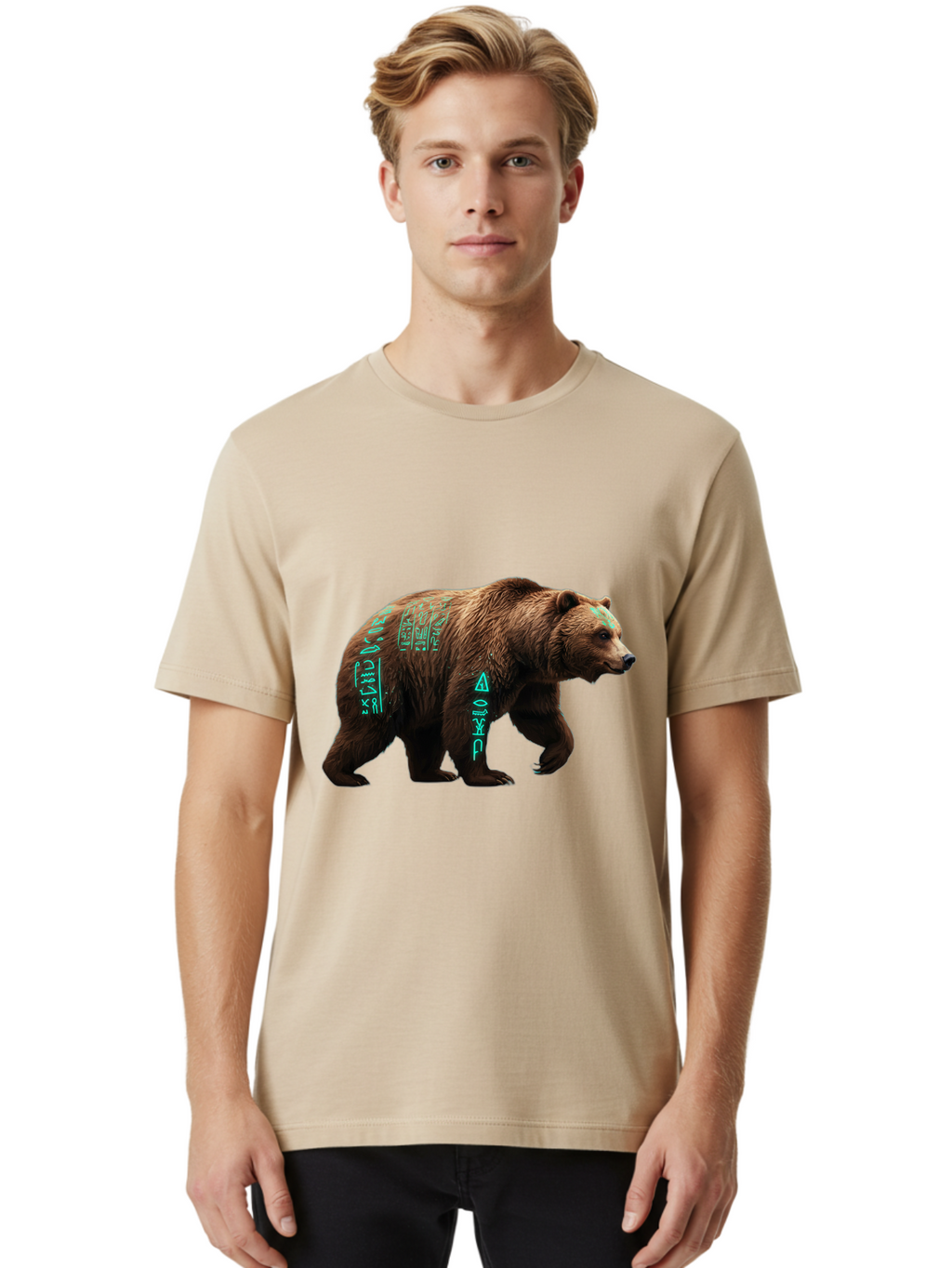 Bear-With-Hieroglyphics Men'S Graphic Tee, 100% Cotton, Comfortable Casual Summer Wear, Machine Washable, Vintage Camera, Old Camera, Antique Camera, Black Camera, Classic Photography, Photography Equipment, Nostalgic Device, Film Camera, Bae877