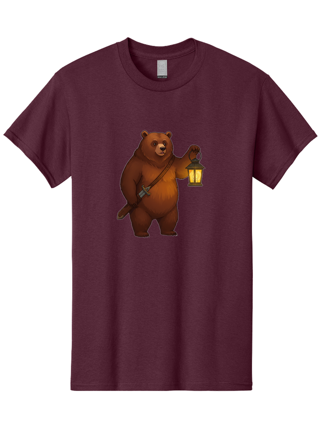 Bear-With-Lantern-2 Men'S Graphic Tee, 100% Cotton, Comfortable Casual Summer Wear, Machine Washable, Vintage Camera, Old Camera, Antique Camera, Black Camera, Classic Photography, Photography Equipment, Nostalgic Device, Film Camera, Camera Art Bae879