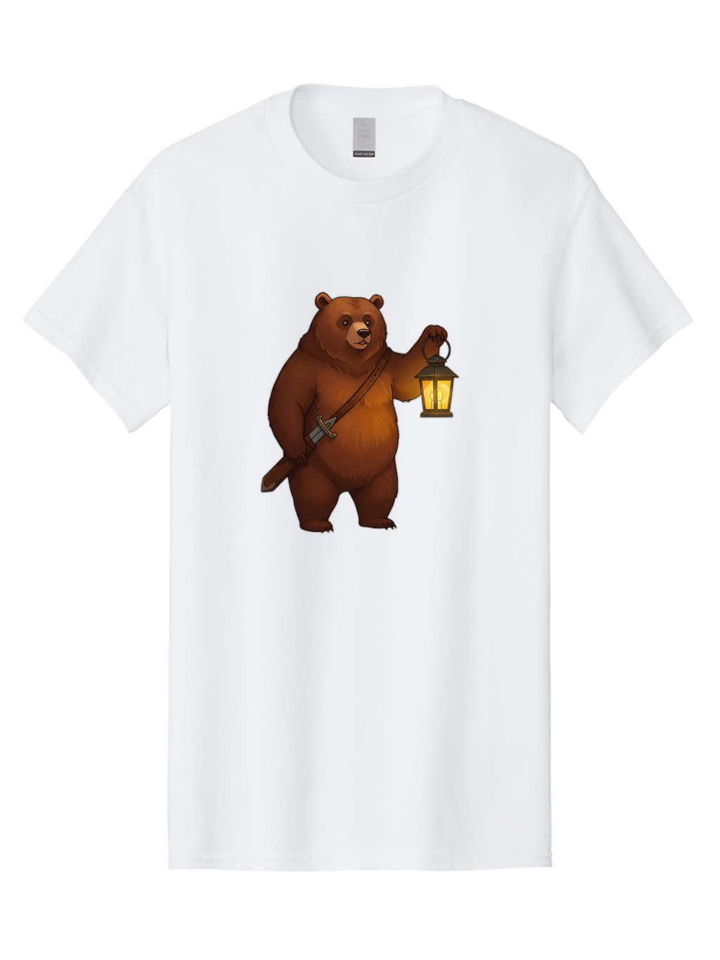 Bear-With-Lantern-2 Men'S Graphic Tee, 100% Cotton, Comfortable Casual Summer Wear, Machine Washable, Vintage Camera, Old Camera, Antique Camera, Black Camera, Classic Photography, Photography Equipment, Nostalgic Device, Film Camera, Camera Art Bae879
