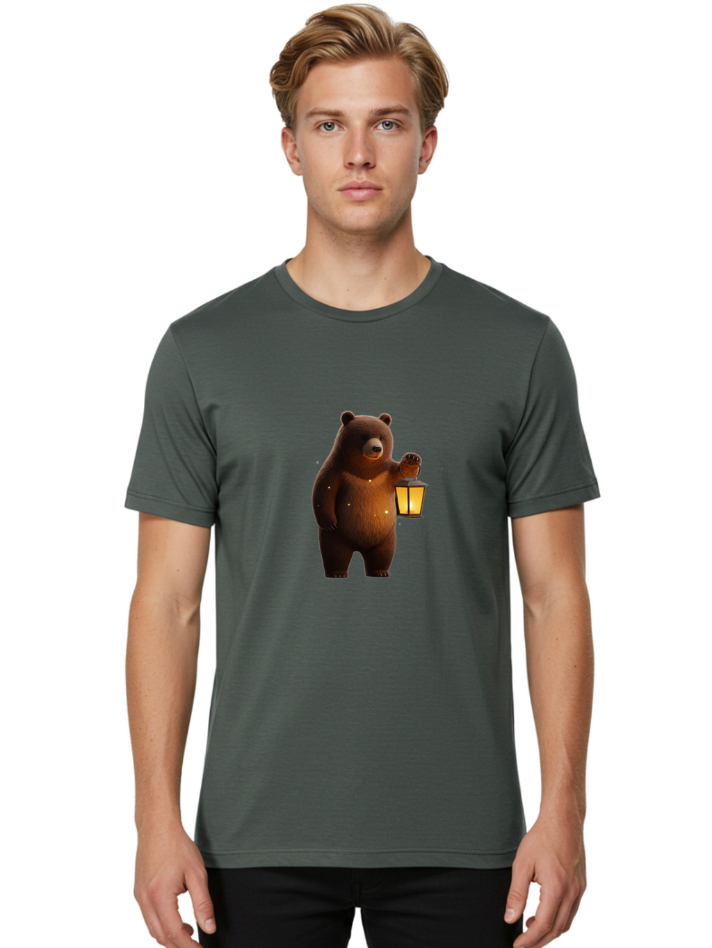 Bear-With-Lantern Men'S Graphic Tee, 100% Cotton, Comfortable Casual Summer Wear, Machine Washable, Vintage Camera, Old Camera, Antique Camera, Black Camera, Classic Photography, Photography Equipment, Nostalgic Device, Film Camera, Camera Art Bae882