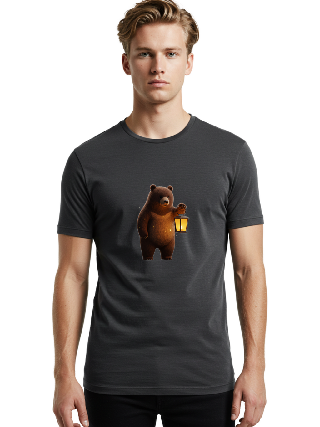 Bear-With-Lantern Men'S Graphic Tee, 100% Cotton, Comfortable Casual Summer Wear, Machine Washable, Vintage Camera, Old Camera, Antique Camera, Black Camera, Classic Photography, Photography Equipment, Nostalgic Device, Film Camera, Camera Art Bae882