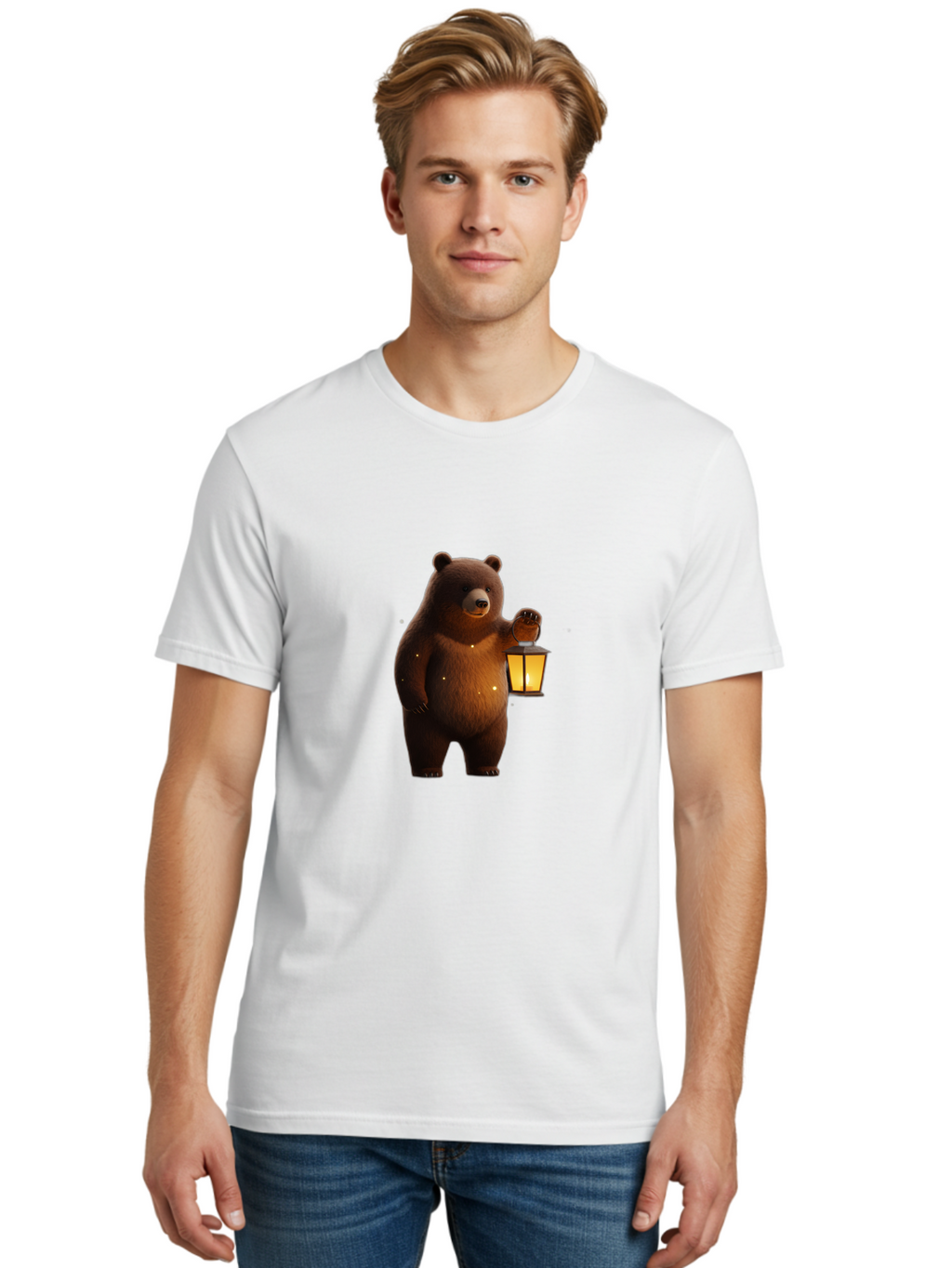 Bear-With-Lantern Men'S Graphic Tee, 100% Cotton, Comfortable Casual Summer Wear, Machine Washable, Vintage Camera, Old Camera, Antique Camera, Black Camera, Classic Photography, Photography Equipment, Nostalgic Device, Film Camera, Camera Art Bae882