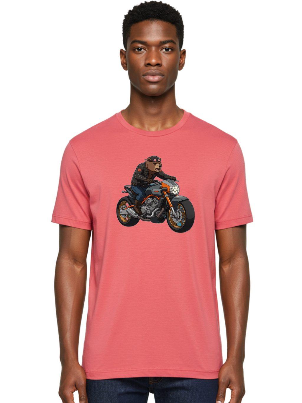 Biker-Bear-1 Men'S Graphic Tee, 100% Cotton, Comfortable Casual Summer Wear, Machine Washable, Vintage Camera, Old Camera, Antique Camera, Black Camera, Classic Photography, Photography Equipment, Nostalgic Device, Film Camera, Camera Art Bae892