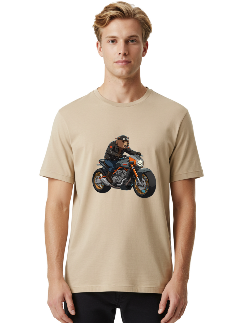 Biker-Bear-1 Men'S Graphic Tee, 100% Cotton, Comfortable Casual Summer Wear, Machine Washable, Vintage Camera, Old Camera, Antique Camera, Black Camera, Classic Photography, Photography Equipment, Nostalgic Device, Film Camera, Camera Art Bae892