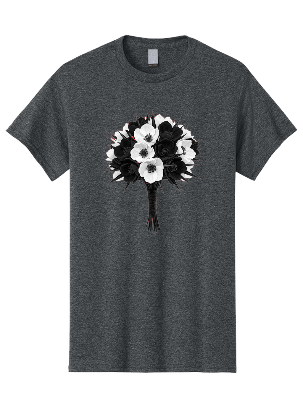 Black-And-White-Anemone-Bouquet Men'S Graphic Tee, 100% Cotton, Comfortable Casual Summer Wear, Machine Washable, Vintage Camera, Old Camera, Antique Camera, Black Camera, Classic Photography, Photography Equipment, Nostalgic Device, Bae895