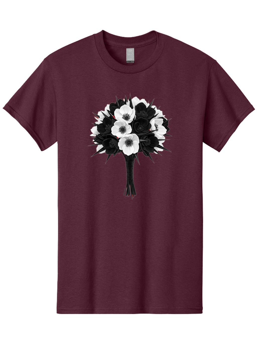 Black-And-White-Anemone-Bouquet Men'S Graphic Tee, 100% Cotton, Comfortable Casual Summer Wear, Machine Washable, Vintage Camera, Old Camera, Antique Camera, Black Camera, Classic Photography, Photography Equipment, Nostalgic Device, Bae895