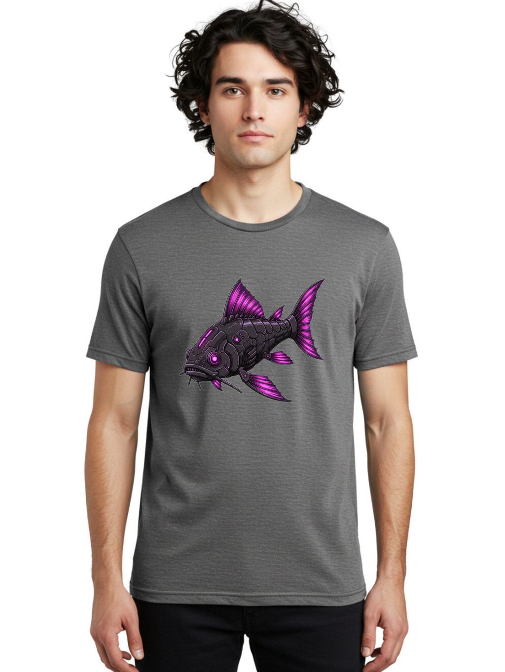 Black-Fish-With-Purple-Fins Men'S Graphic Tee, 100% Cotton, Comfortable Casual Summer Wear, Machine Washable, Vintage Camera, Old Camera, Antique Camera, Black Camera, Classic Photography, Photography Equipment, Nostalgic Device, Film Camera, Bae896