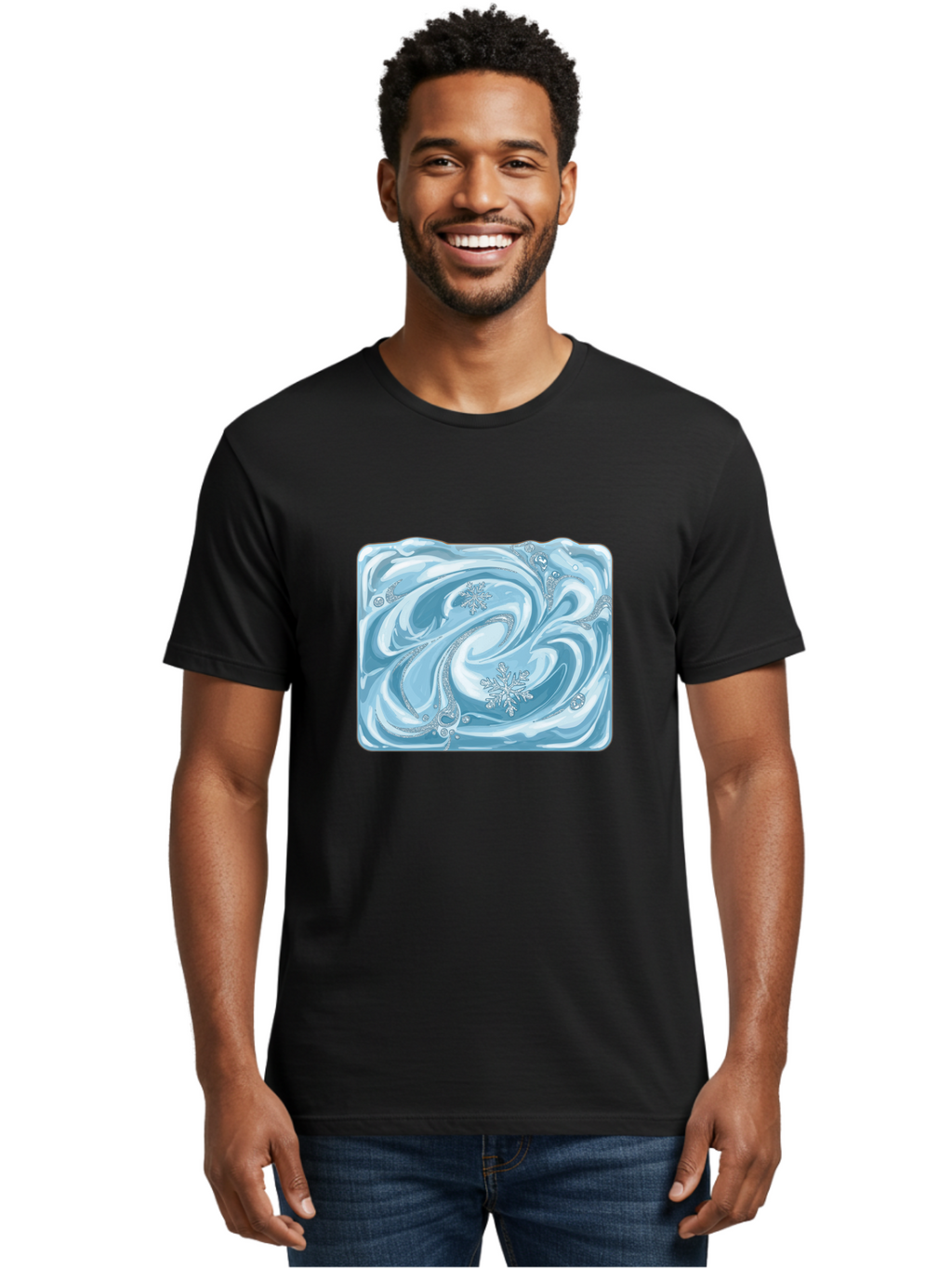 Blue-Swirl-Snowflakes Men'S Graphic Tee, 100% Cotton, Comfortable Casual Summer Wear, Machine Washable, Vintage Camera, Old Camera, Antique Camera, Black Camera, Classic Photography, Photography Equipment, Nostalgic Device, Film Camera, Camera Art Bae898