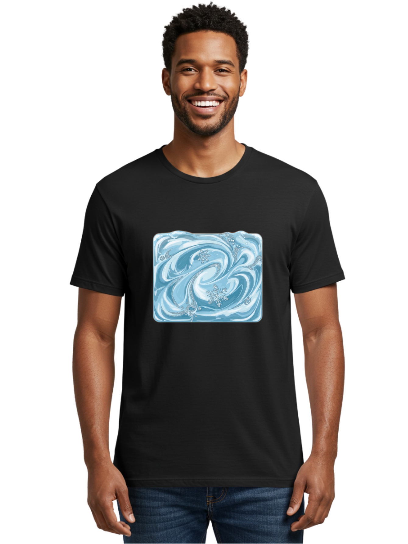 Blue-Swirl-Snowflakes Men'S Graphic Tee, 100% Cotton, Comfortable Casual Summer Wear, Machine Washable, Vintage Camera, Old Camera, Antique Camera, Black Camera, Classic Photography, Photography Equipment, Nostalgic Device, Film Camera, Camera Art Bae898