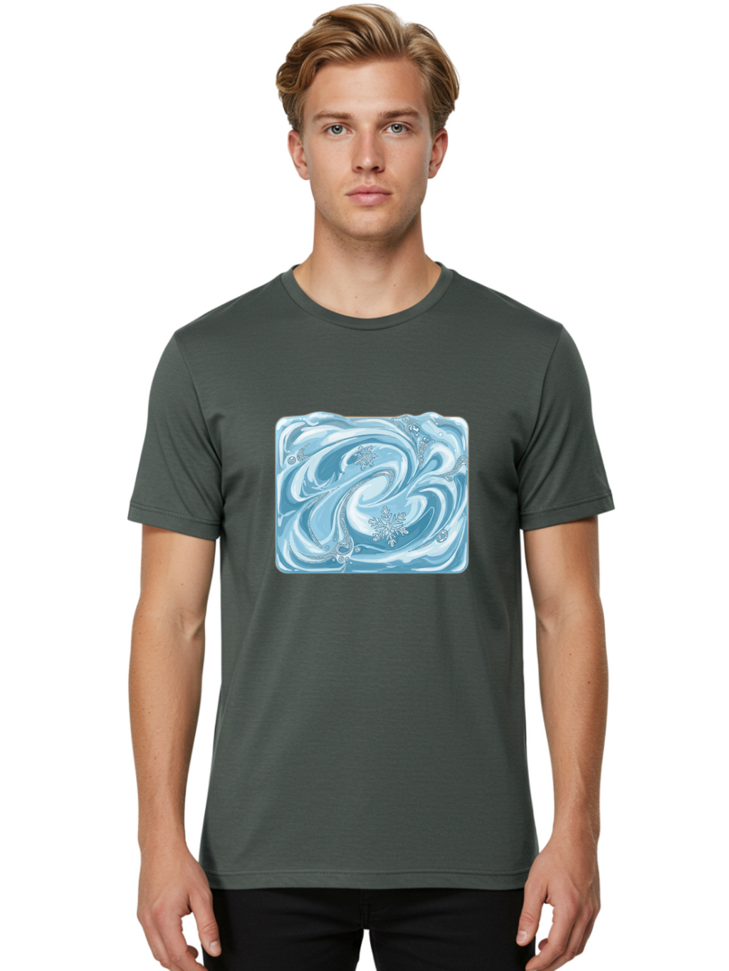 Blue-Swirl-Snowflakes Men'S Graphic Tee, 100% Cotton, Comfortable Casual Summer Wear, Machine Washable, Vintage Camera, Old Camera, Antique Camera, Black Camera, Classic Photography, Photography Equipment, Nostalgic Device, Film Camera, Camera Art Bae898