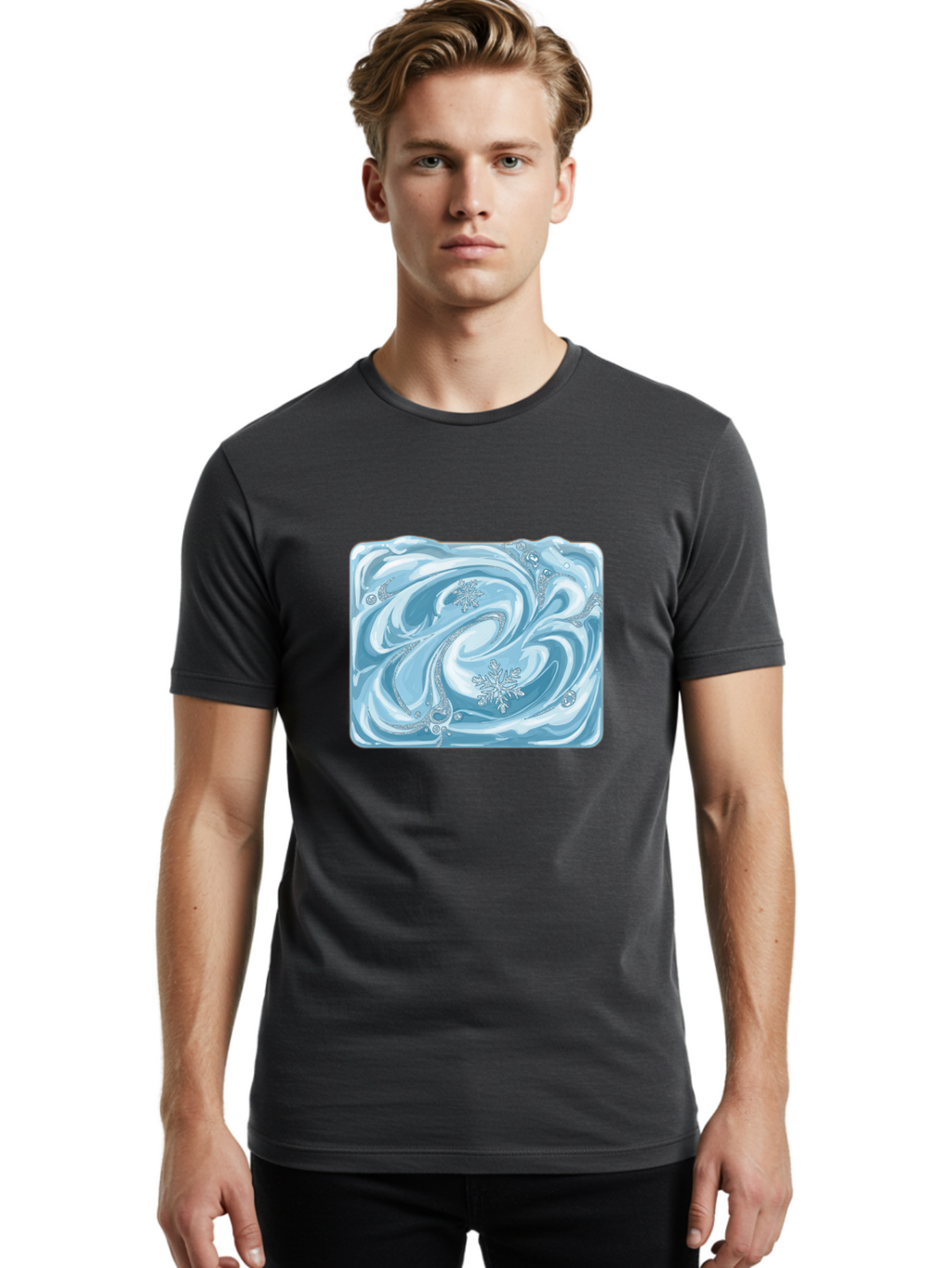 Blue-Swirl-Snowflakes Men'S Graphic Tee, 100% Cotton, Comfortable Casual Summer Wear, Machine Washable, Vintage Camera, Old Camera, Antique Camera, Black Camera, Classic Photography, Photography Equipment, Nostalgic Device, Film Camera, Camera Art Bae898