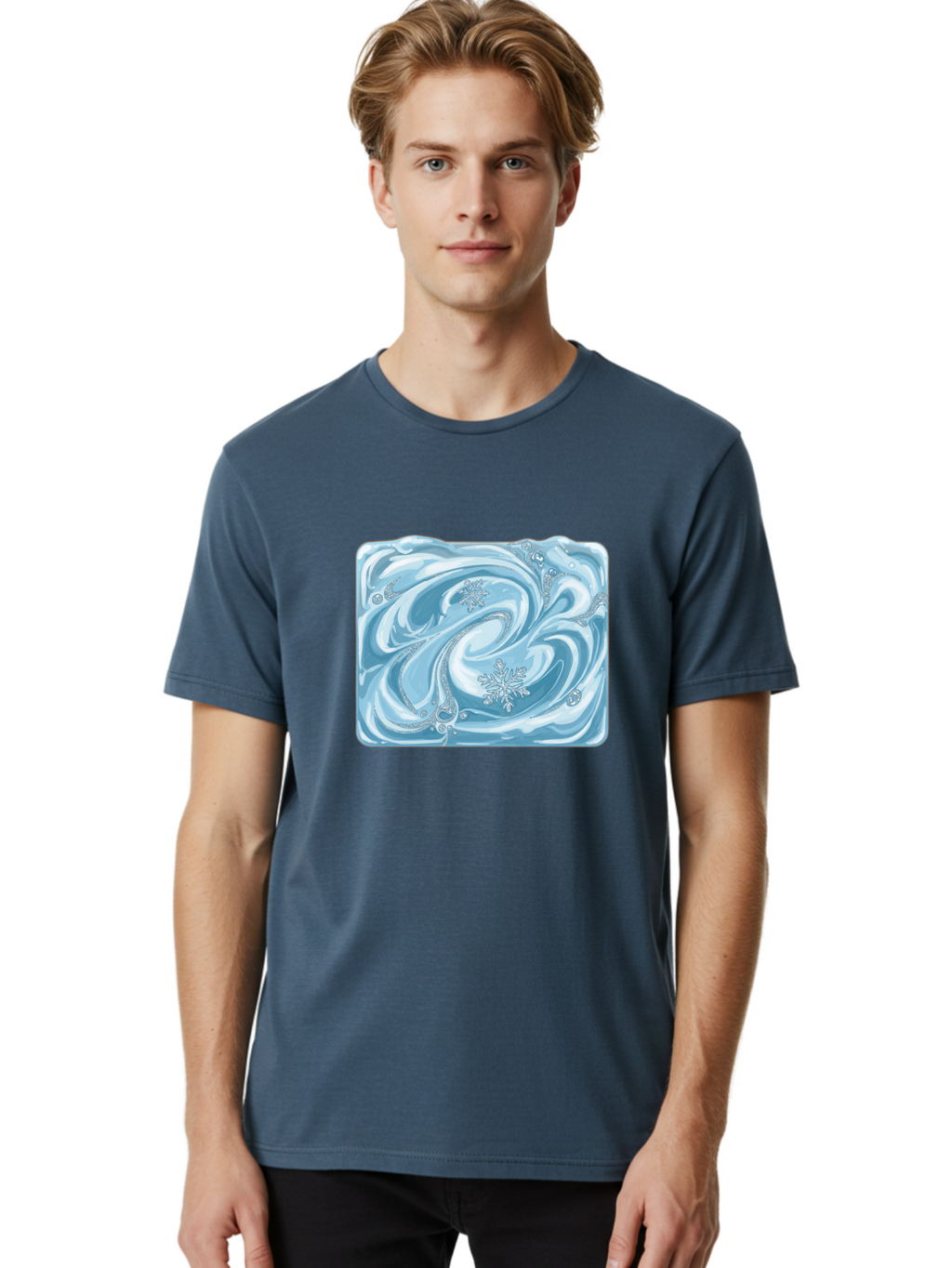 Blue-Swirl-Snowflakes Men'S Graphic Tee, 100% Cotton, Comfortable Casual Summer Wear, Machine Washable, Vintage Camera, Old Camera, Antique Camera, Black Camera, Classic Photography, Photography Equipment, Nostalgic Device, Film Camera, Camera Art Bae898