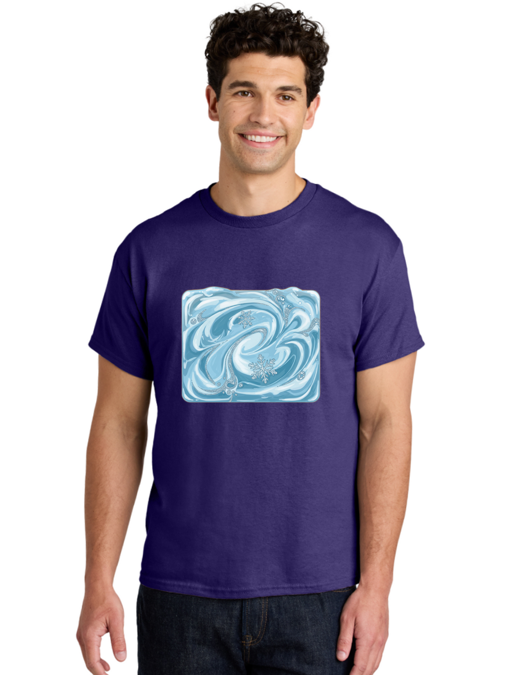 Blue-Swirl-Snowflakes Men'S Graphic Tee, 100% Cotton, Comfortable Casual Summer Wear, Machine Washable, Vintage Camera, Old Camera, Antique Camera, Black Camera, Classic Photography, Photography Equipment, Nostalgic Device, Film Camera, Camera Art Bae898