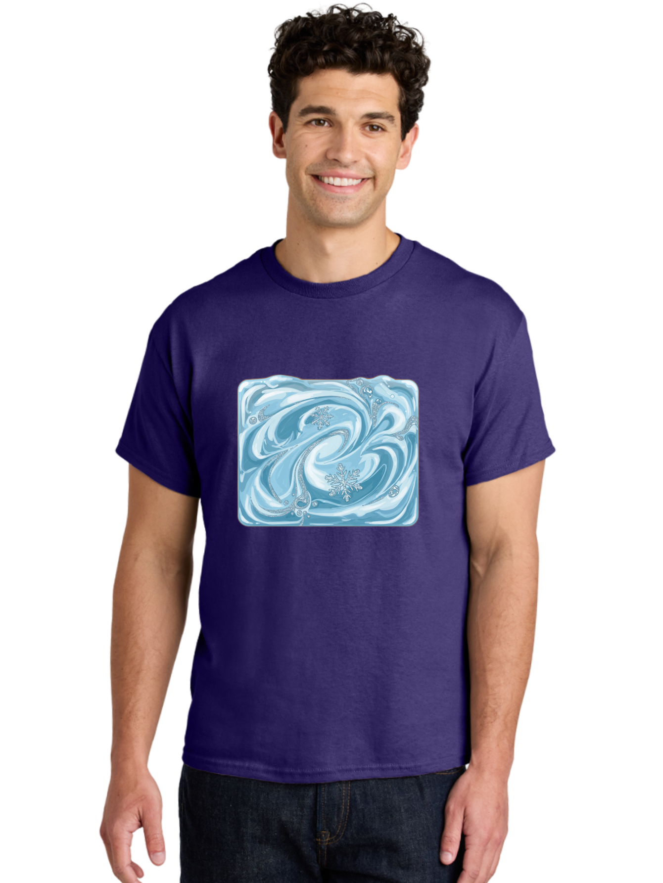 Blue-Swirl-Snowflakes Men'S Graphic Tee, 100% Cotton, Comfortable Casual Summer Wear, Machine Washable, Vintage Camera, Old Camera, Antique Camera, Black Camera, Classic Photography, Photography Equipment, Nostalgic Device, Film Camera, Camera Art Bae898